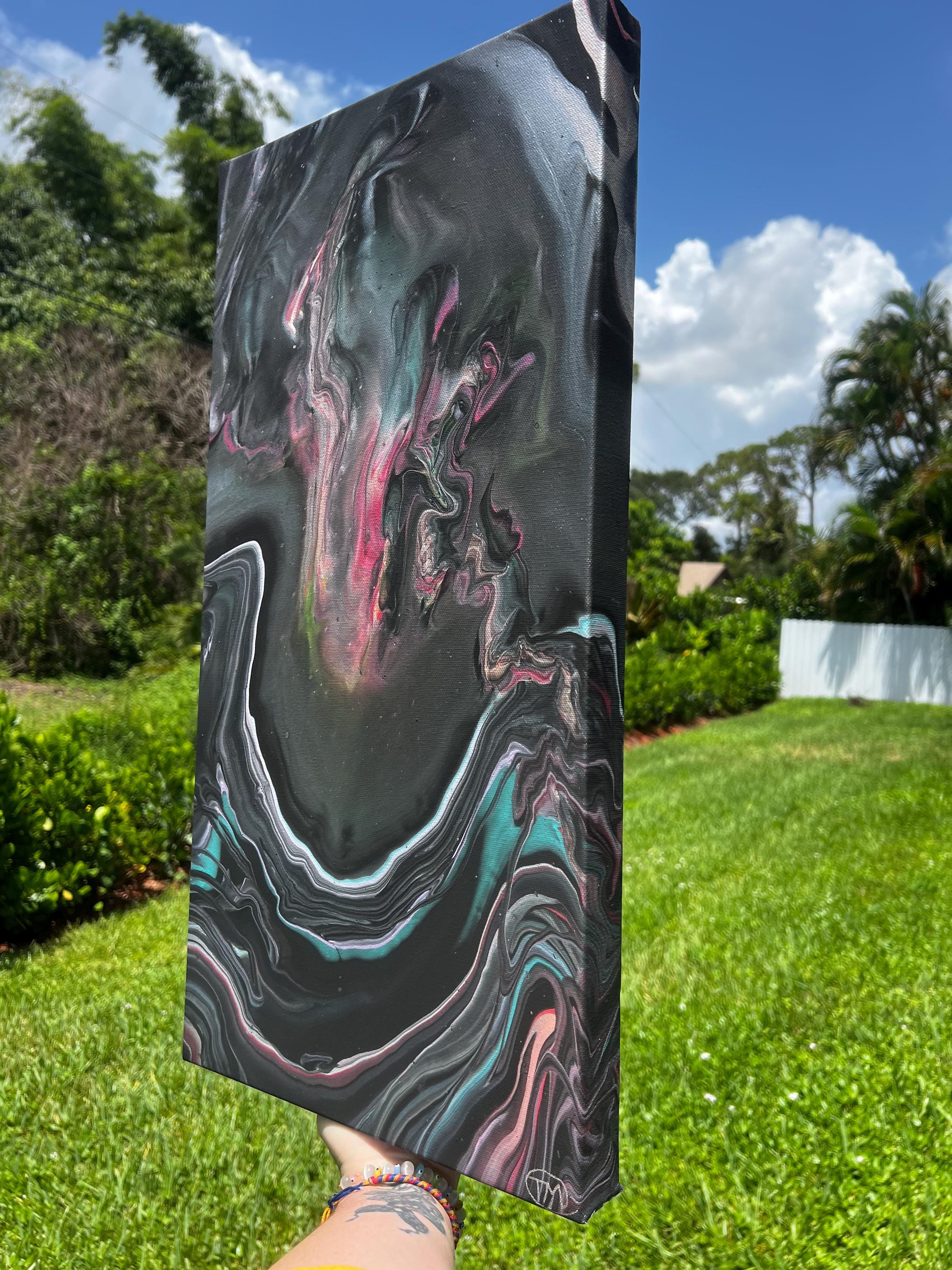 Veil Of Echoes Acrylic Pour Painting