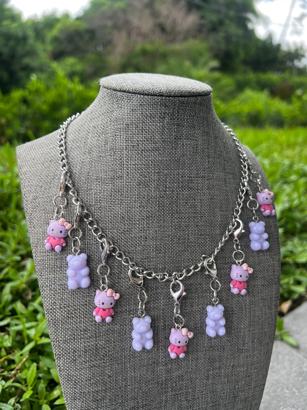Purple Hello Gummy Chain Charm Necklace