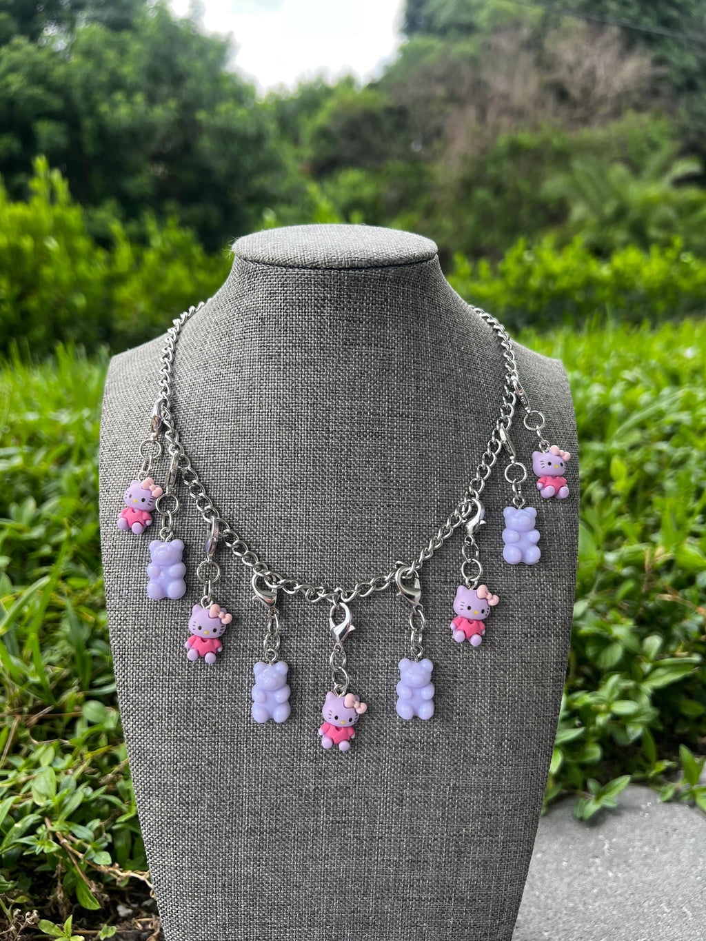 Purple Hello Gummy Chain Charm Necklace