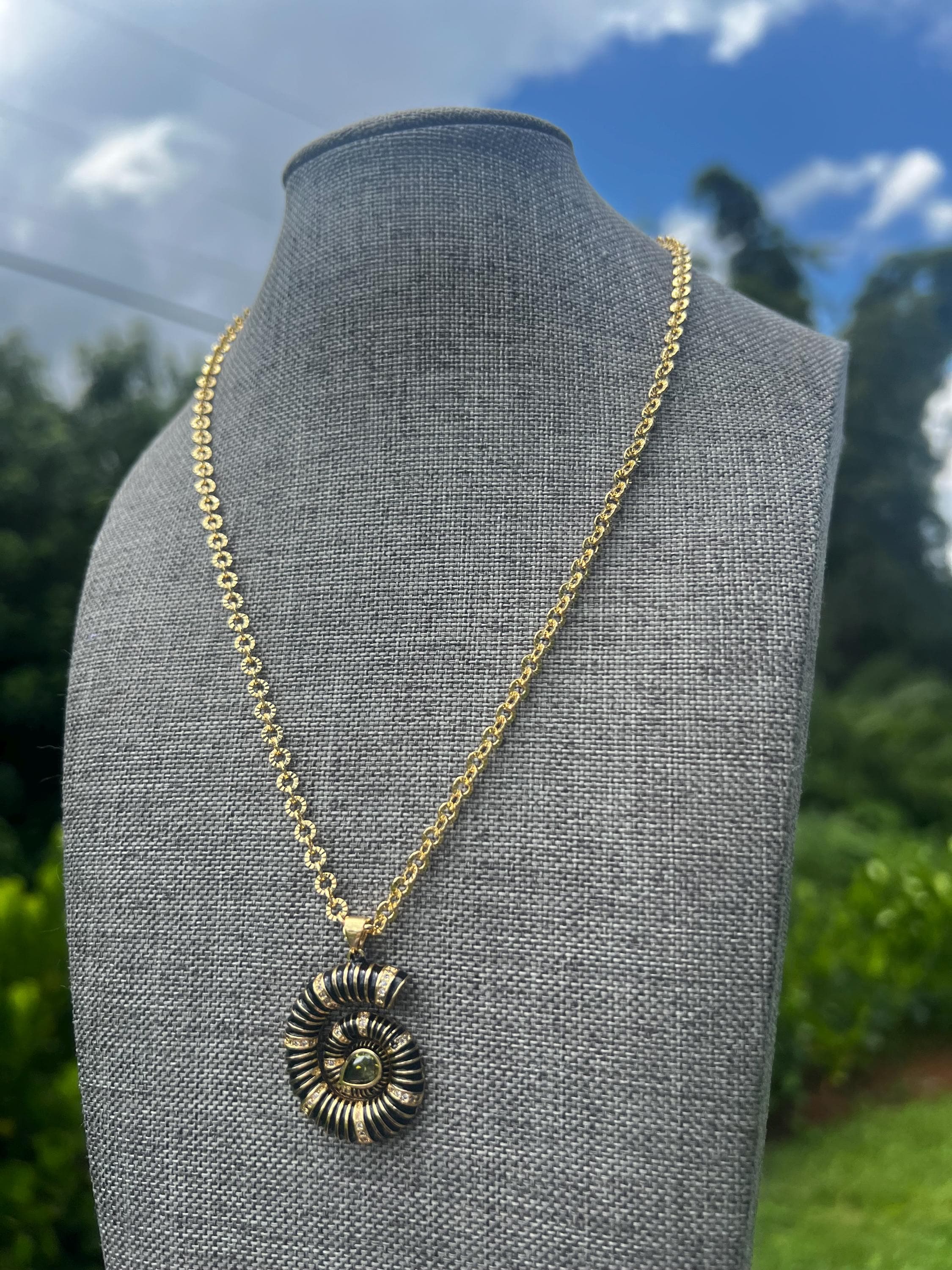 Midnight Luxe Spiral Gold Plated Chain Necklace