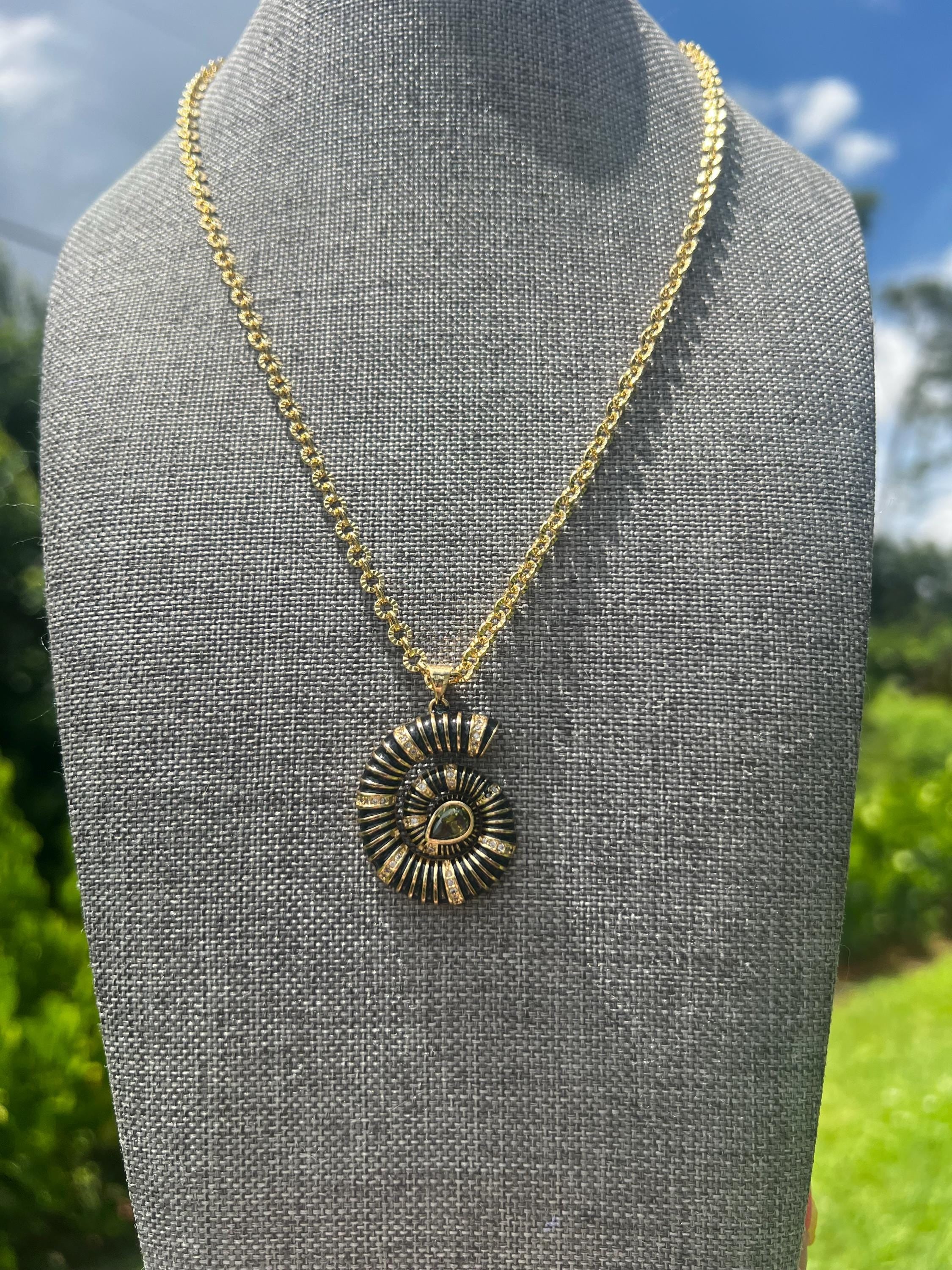 Midnight Luxe Spiral Gold Plated Chain Necklace