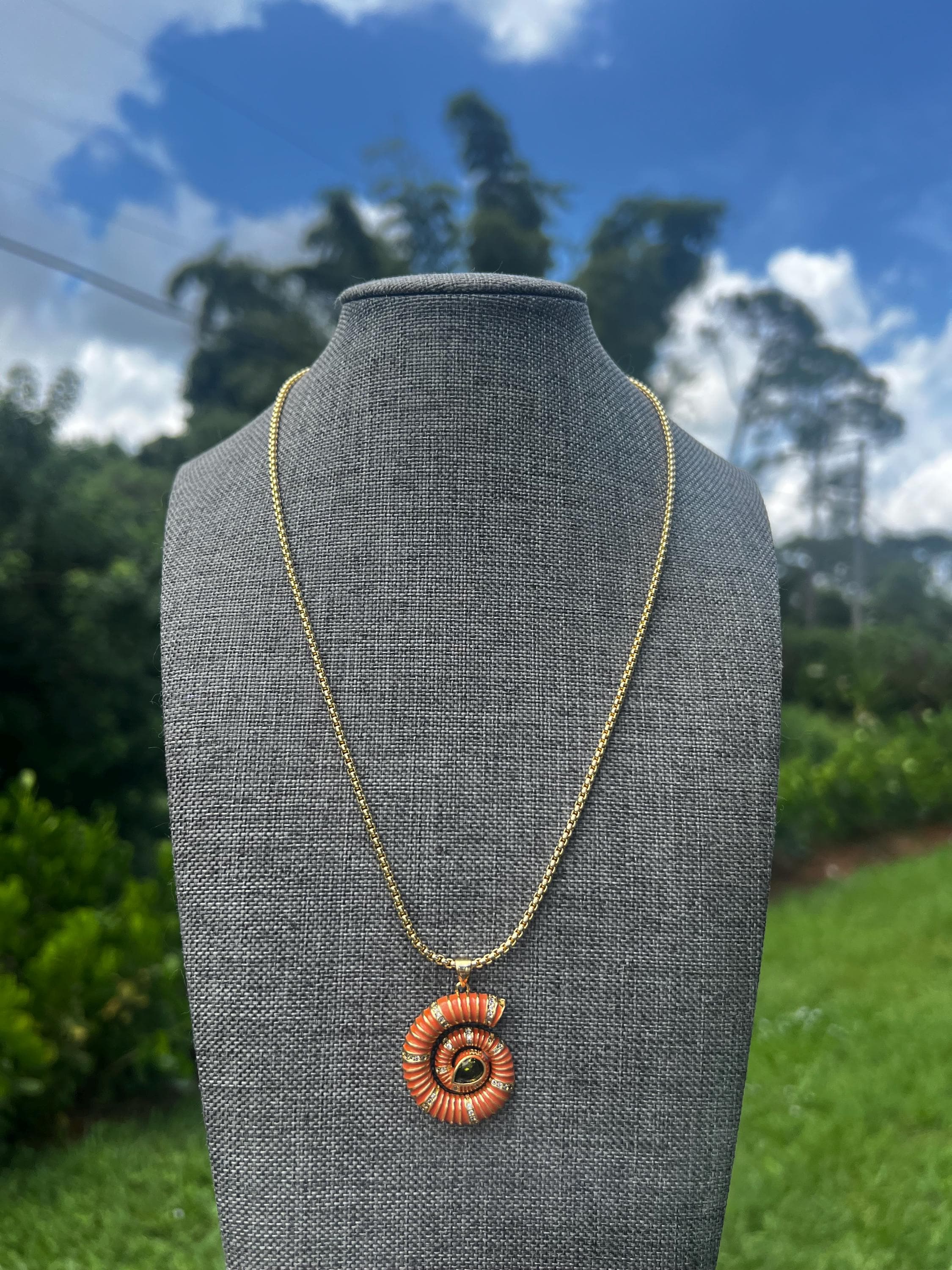 Sunset Ember Spiral Gold Plated Necklace