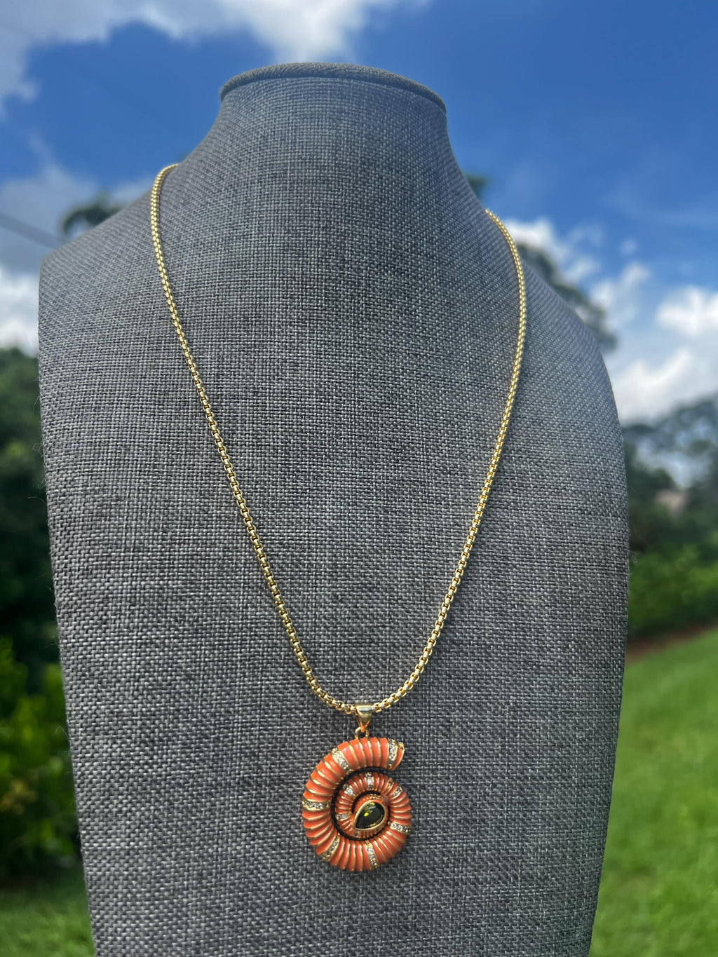 Sunset Ember Spiral Gold Plated Necklace