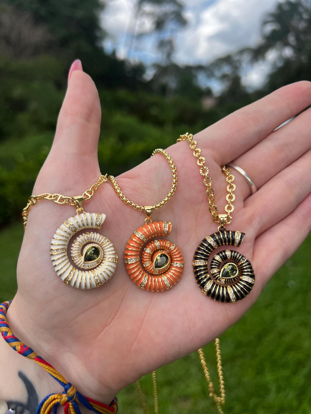Ivory Glow Spiral Gold Plated Necklace
