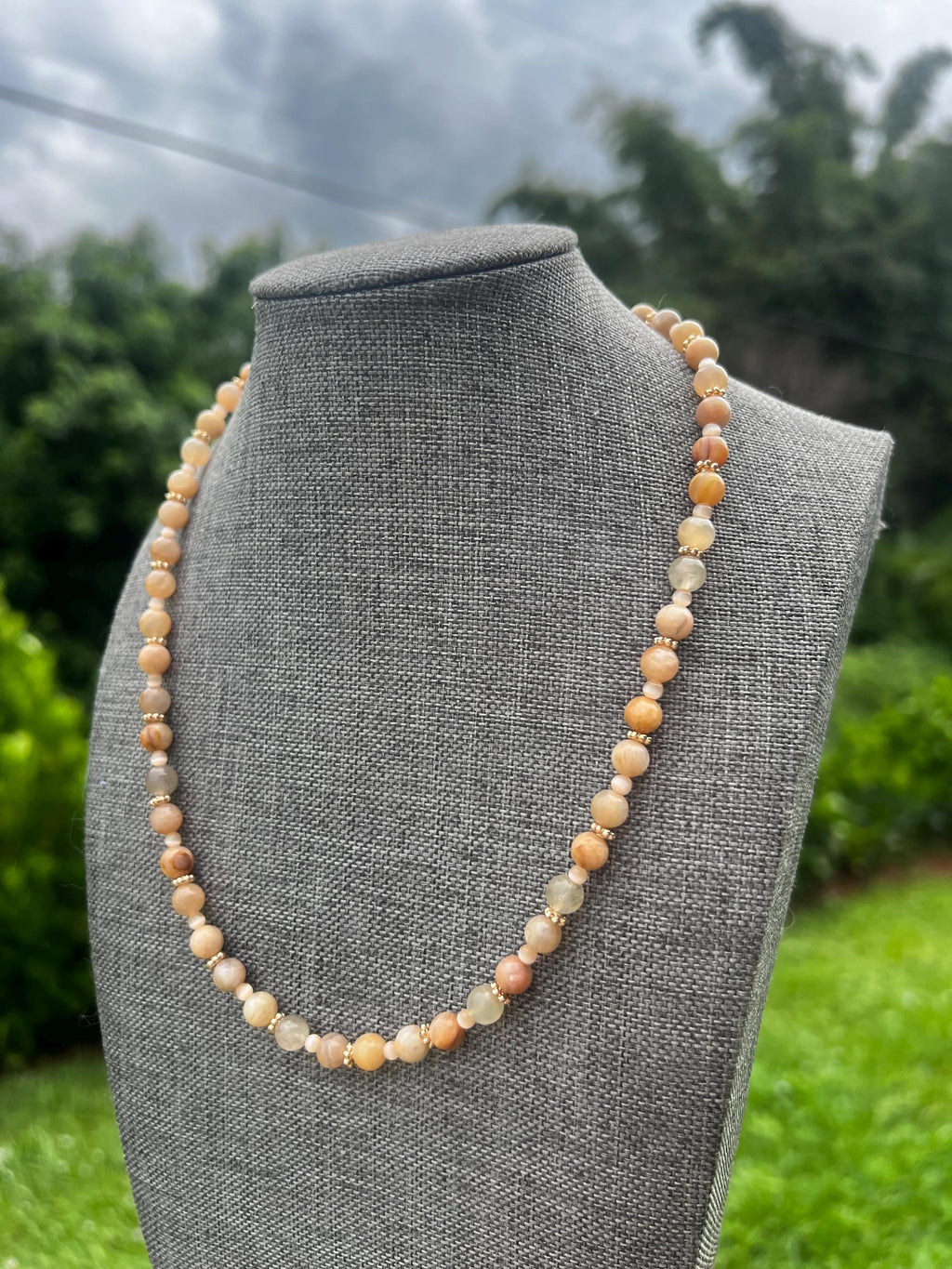 Peach Moonstone Crystal Necklace