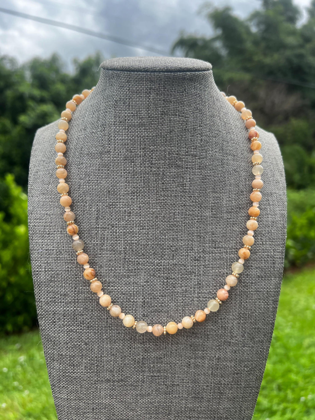 Peach Moonstone Crystal Necklace