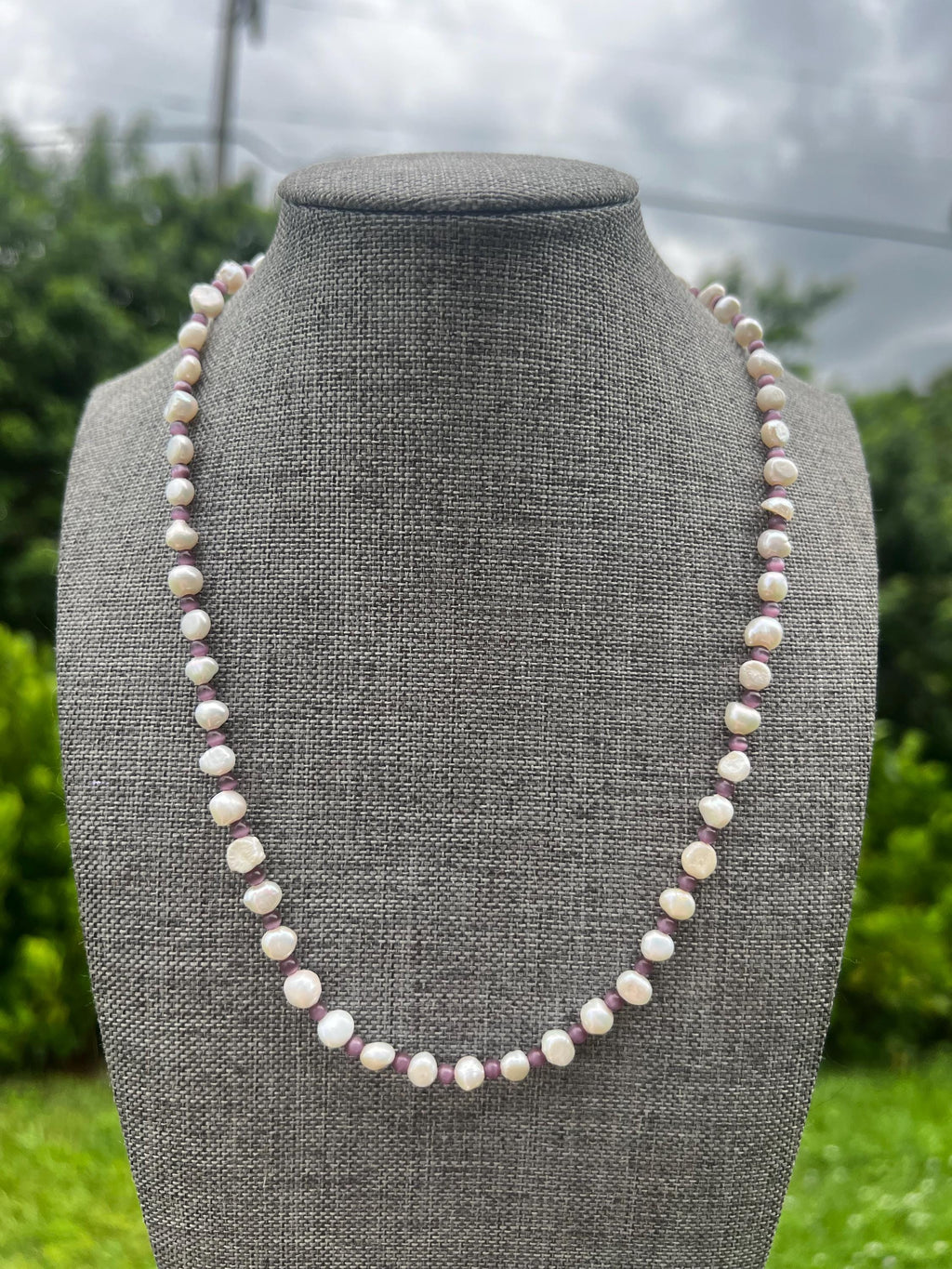Dark Purple Cat Eye Freshwater Pearl Necklace