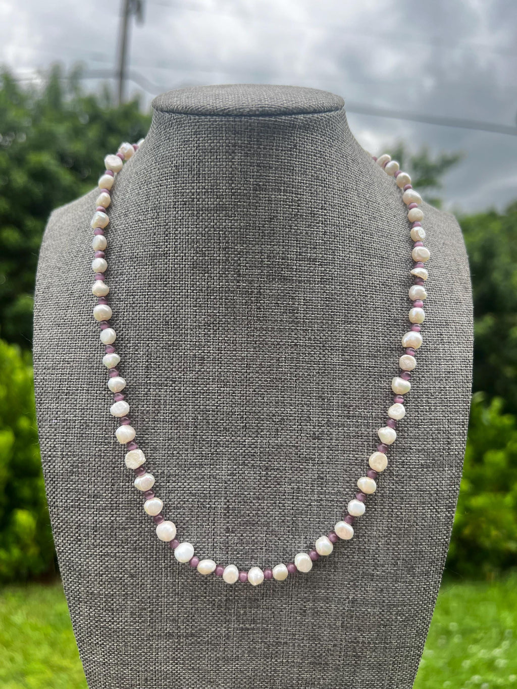 Dark Purple Cat Eye Freshwater Pearl Necklace