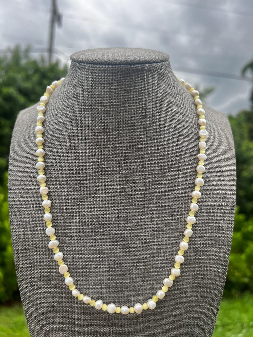 Lemon Cat Eye Freshwater Pearl Necklace