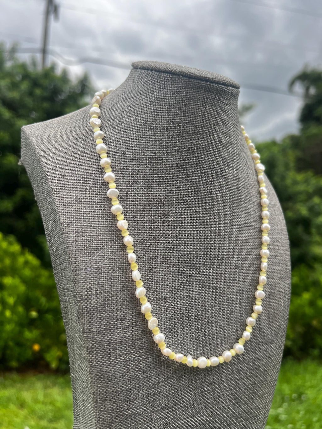 Lemon Cat Eye Freshwater Pearl Necklace