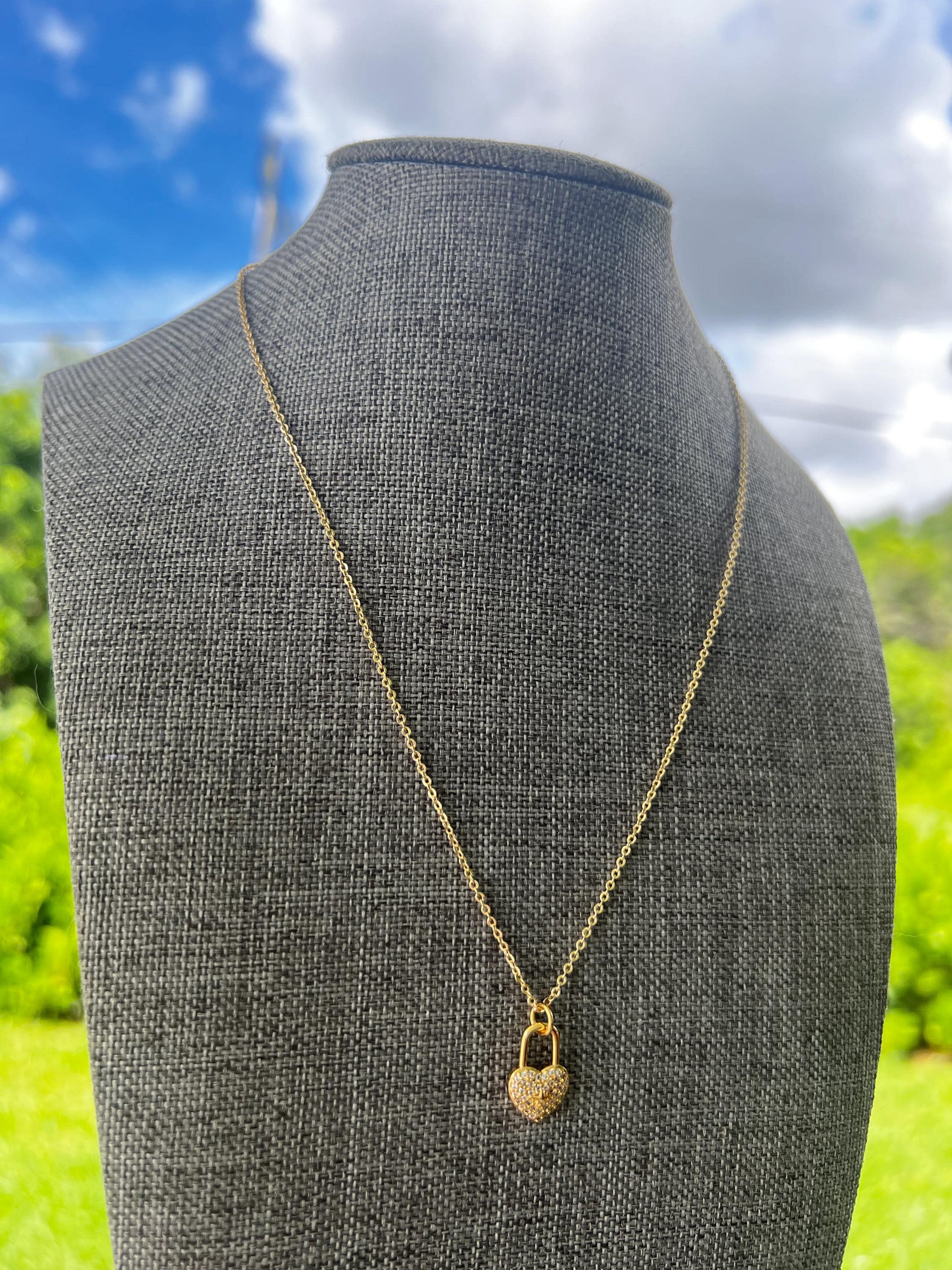 Gold Plated Star Love Lock Chain Necklace