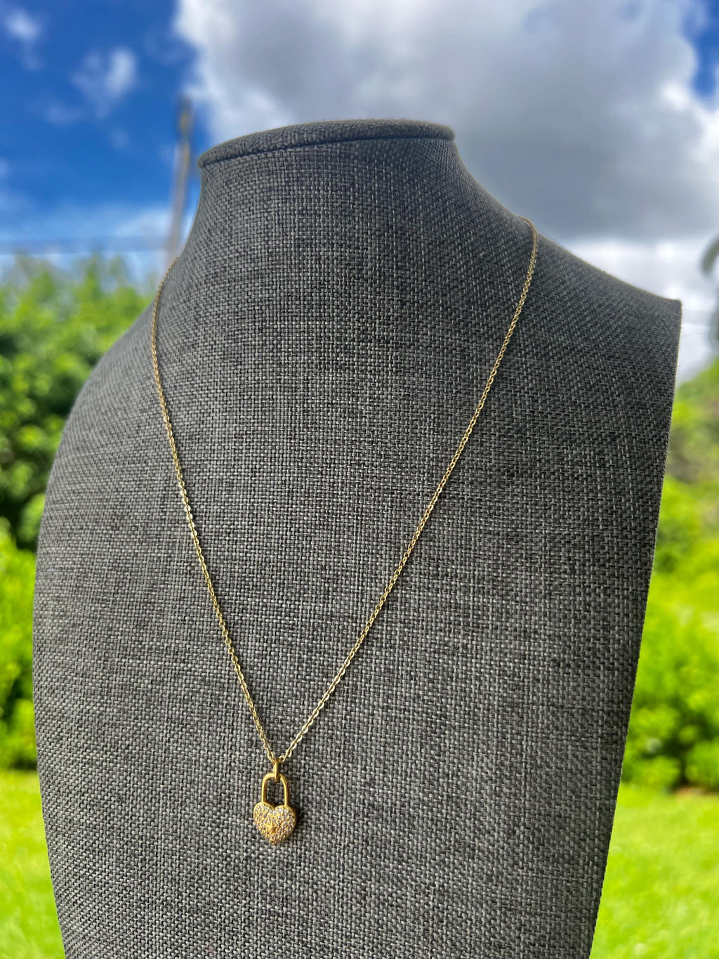 Gold Plated Star Love Lock Chain Necklace