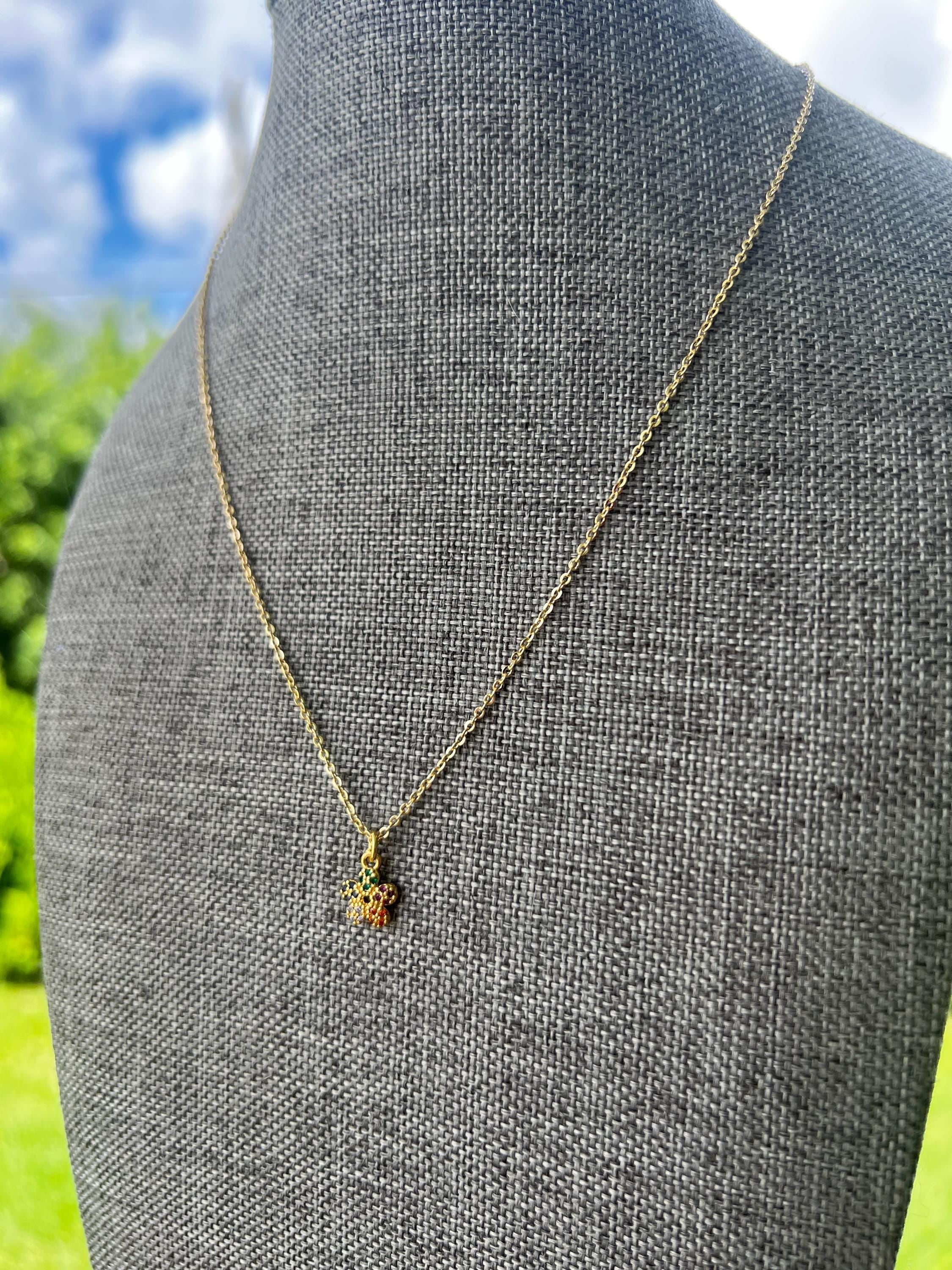 Gold Plated Rainbow Flower Chain Necklace