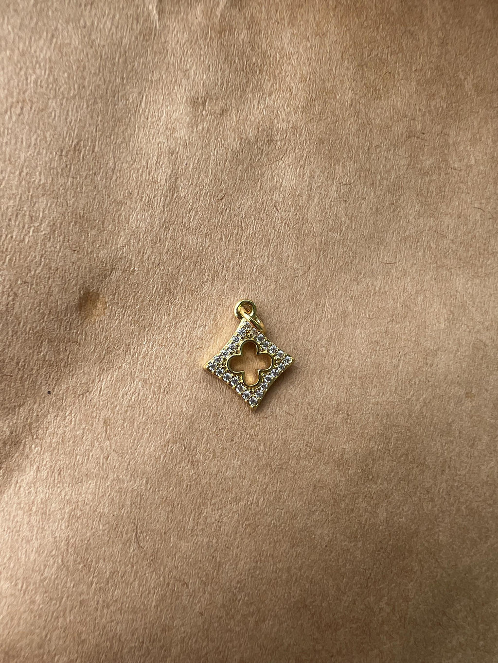 Gold Plated Diamond Clover Charm
