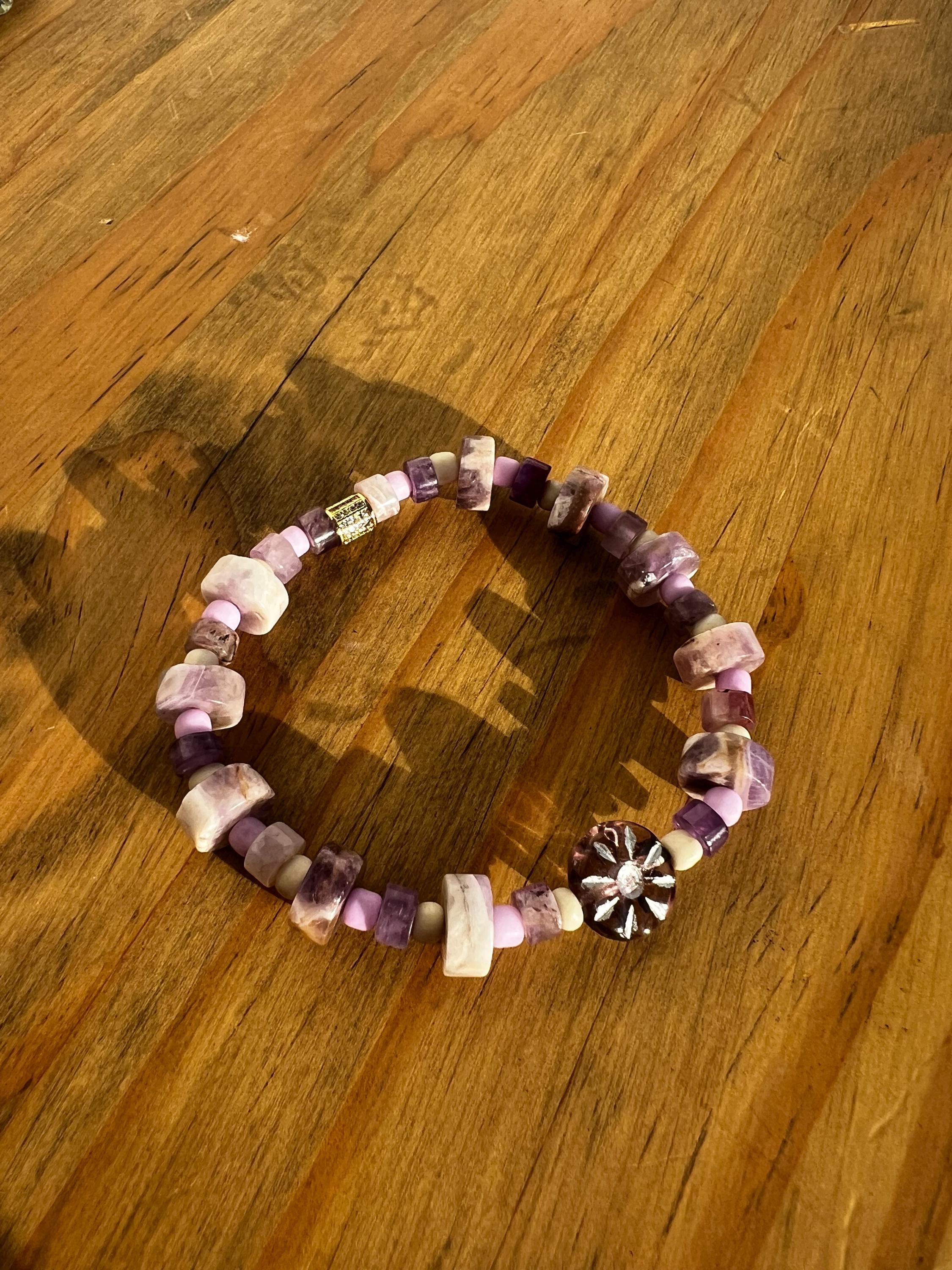 Amethyst Flower Crystal Bracelet