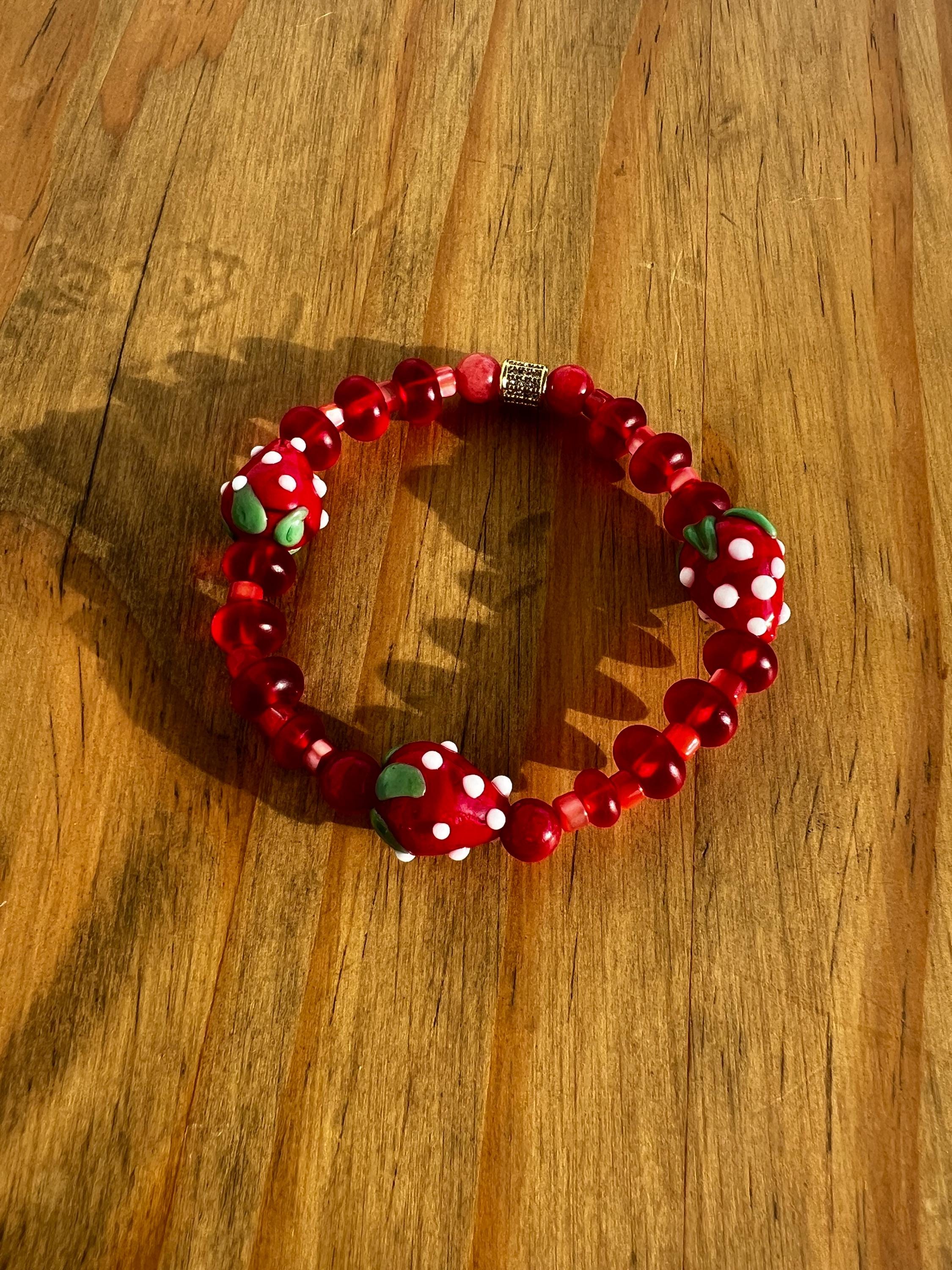 Strawberry Dyed Jade Crystal Bracelet