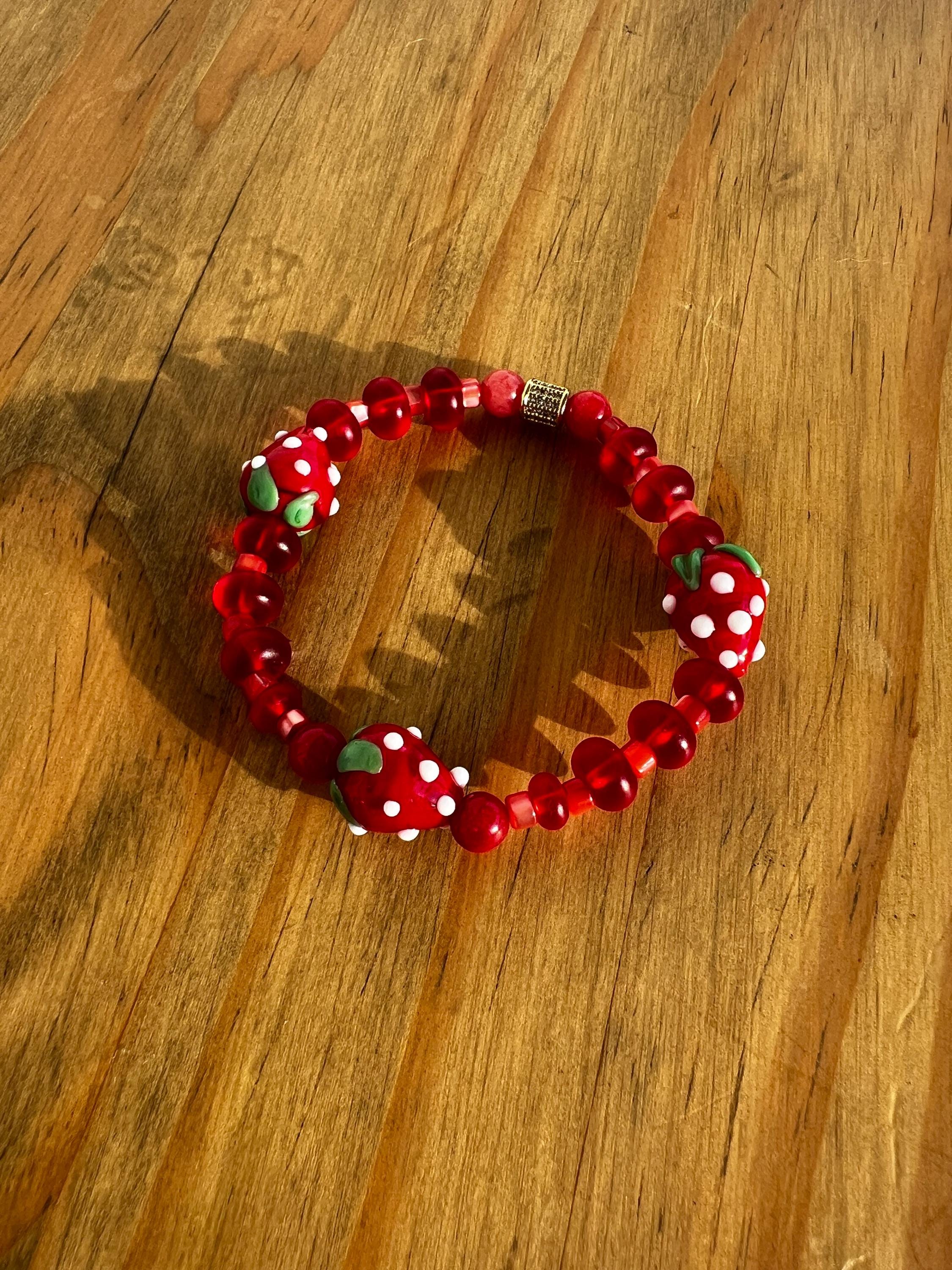 Strawberry Dyed Jade Crystal Bracelet
