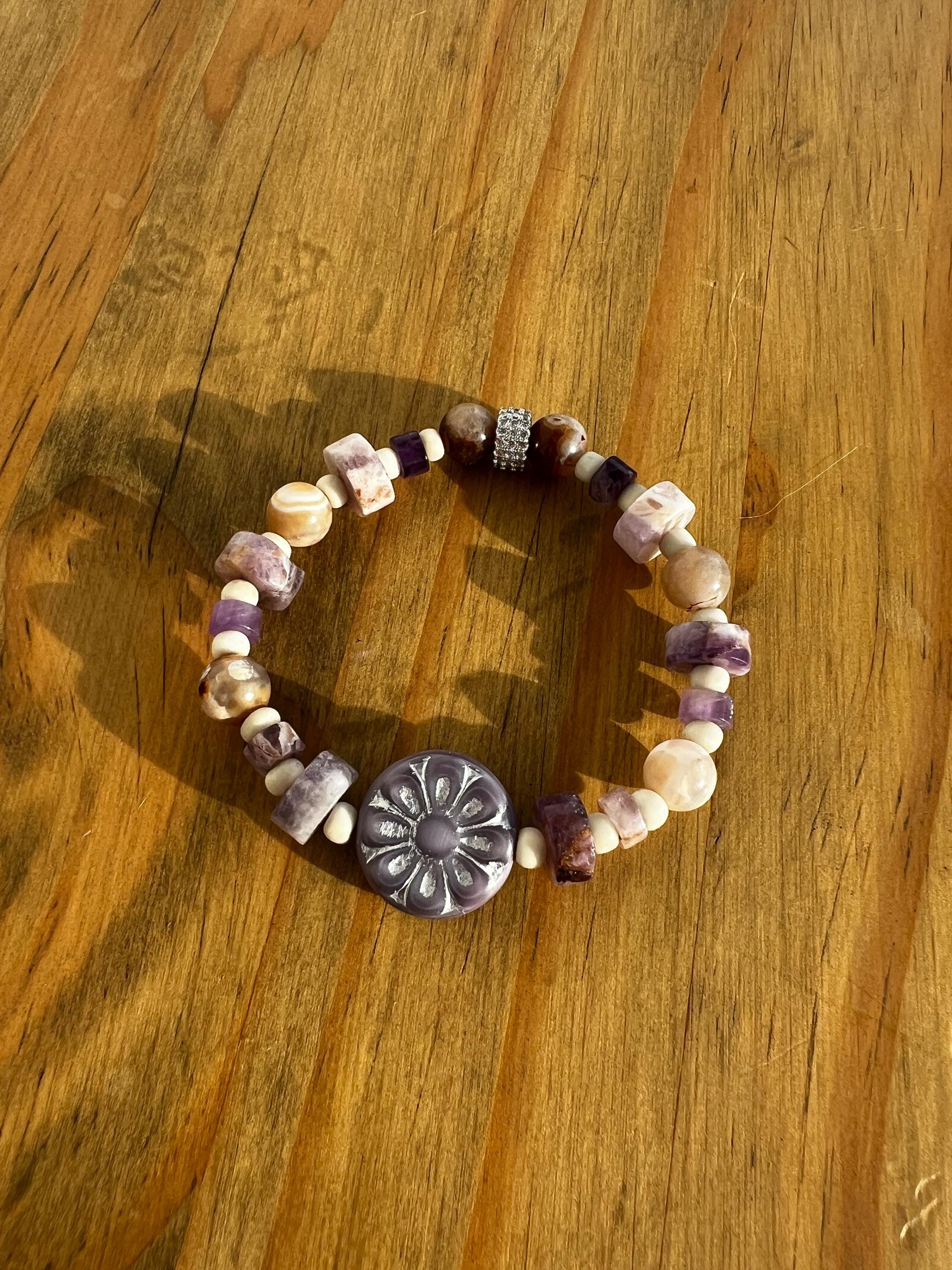 Amethyst + Dyed Agate Crystal Bracelet