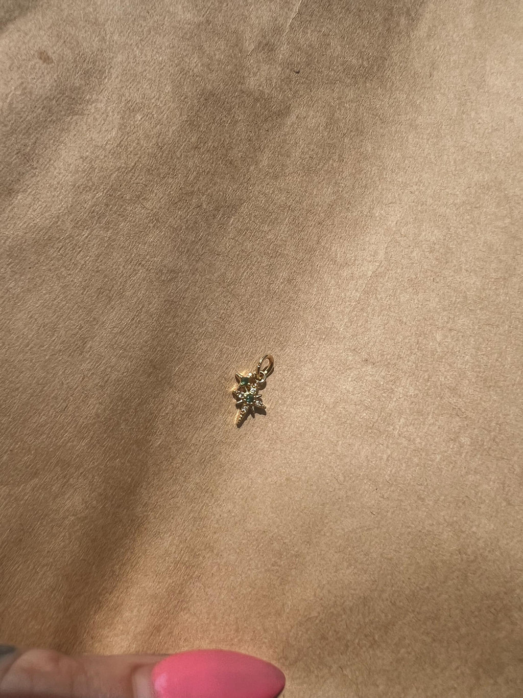 Gold Plated Green Sparkle Charm