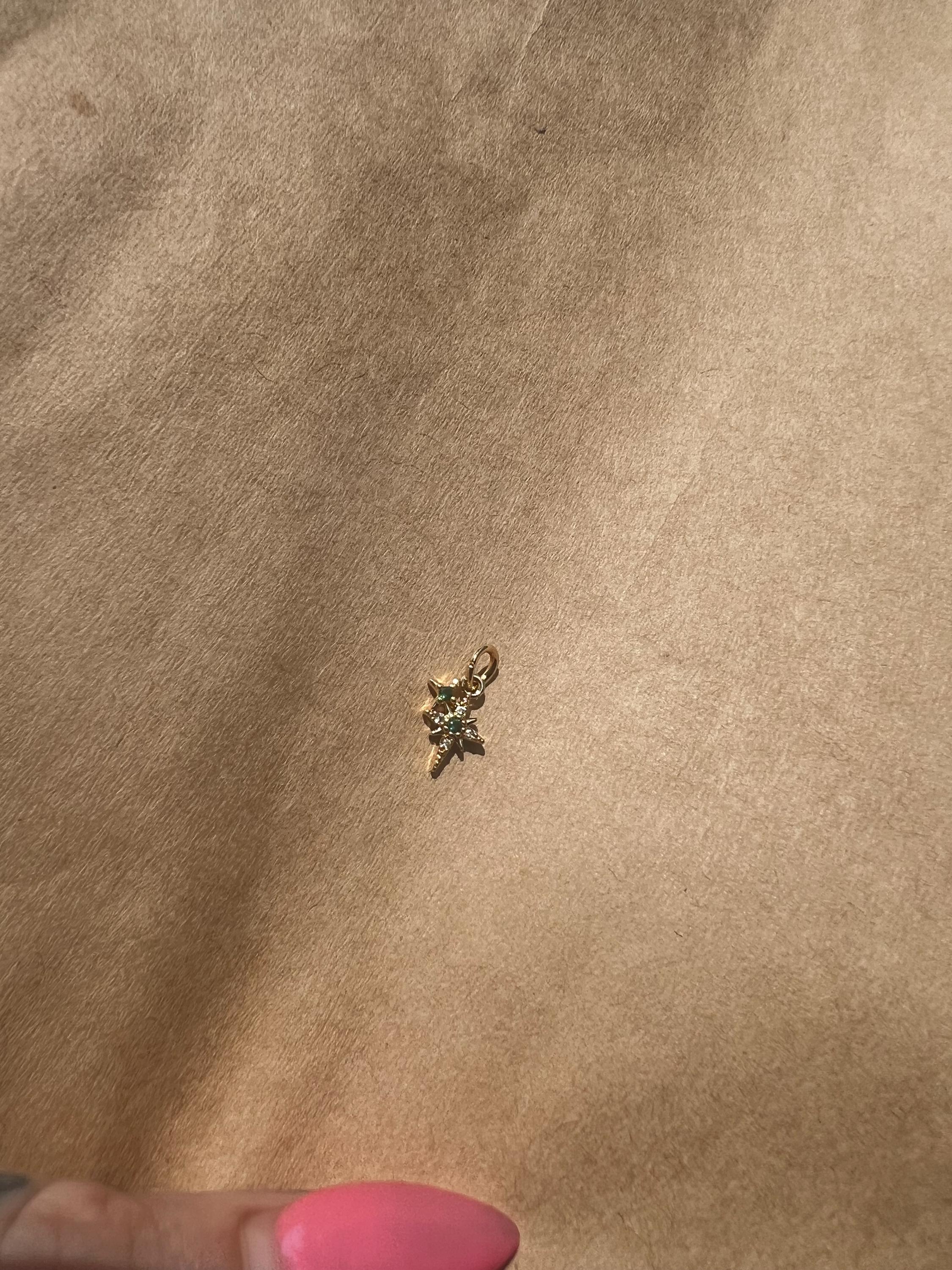 Gold Plated Green Sparkle Charm