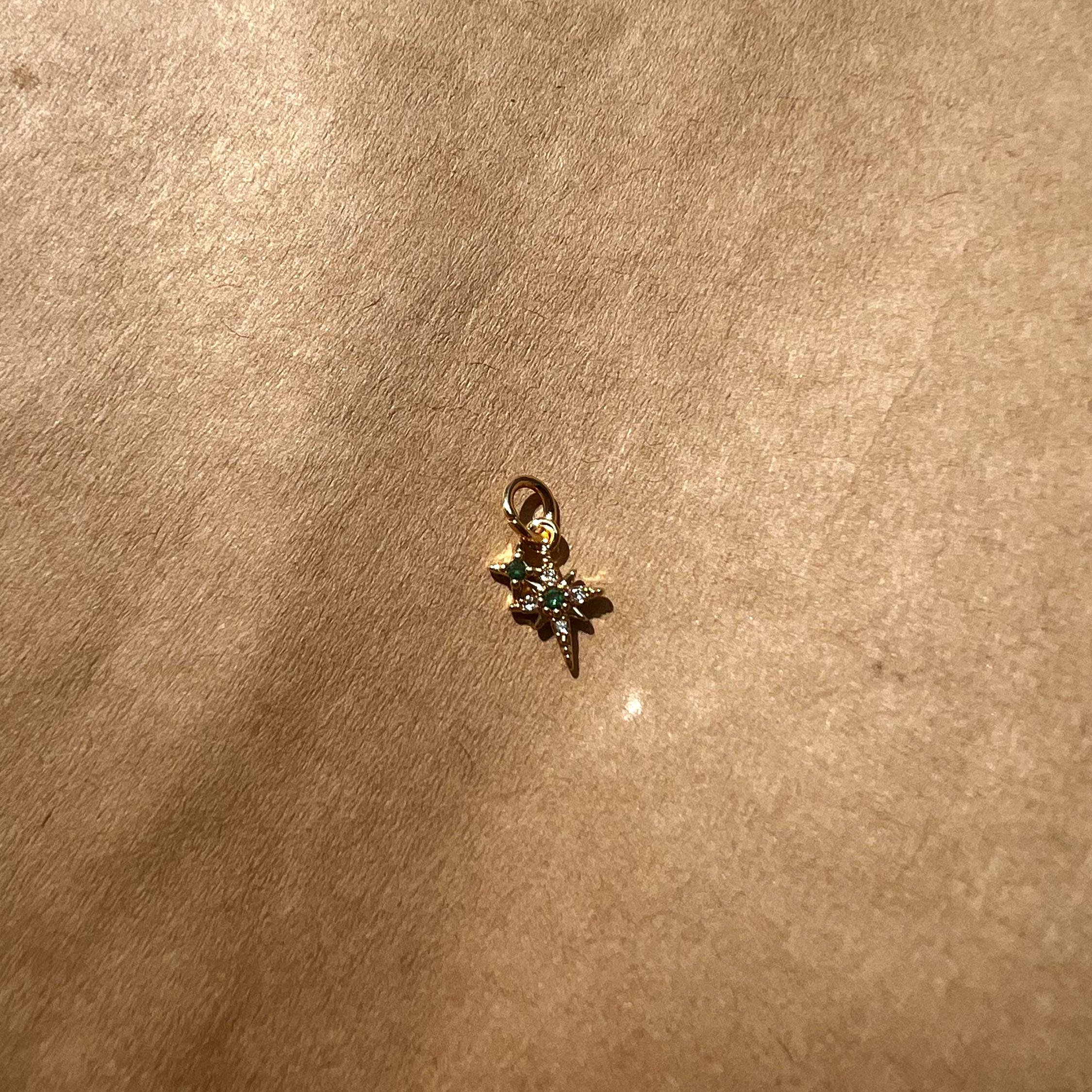 Gold Plated Green Sparkle Charm