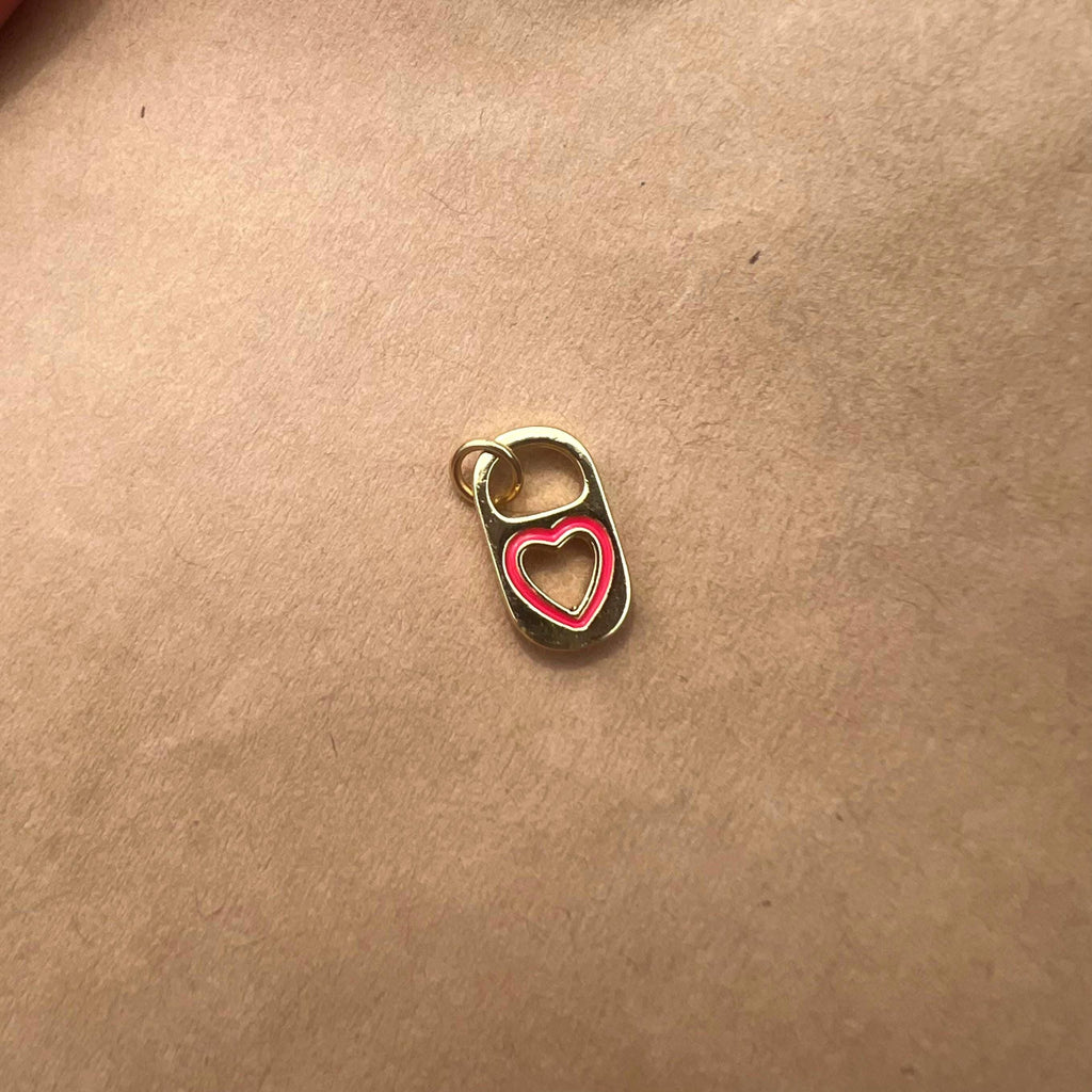 Gold Plated Hot Pink Soda Tab Charm