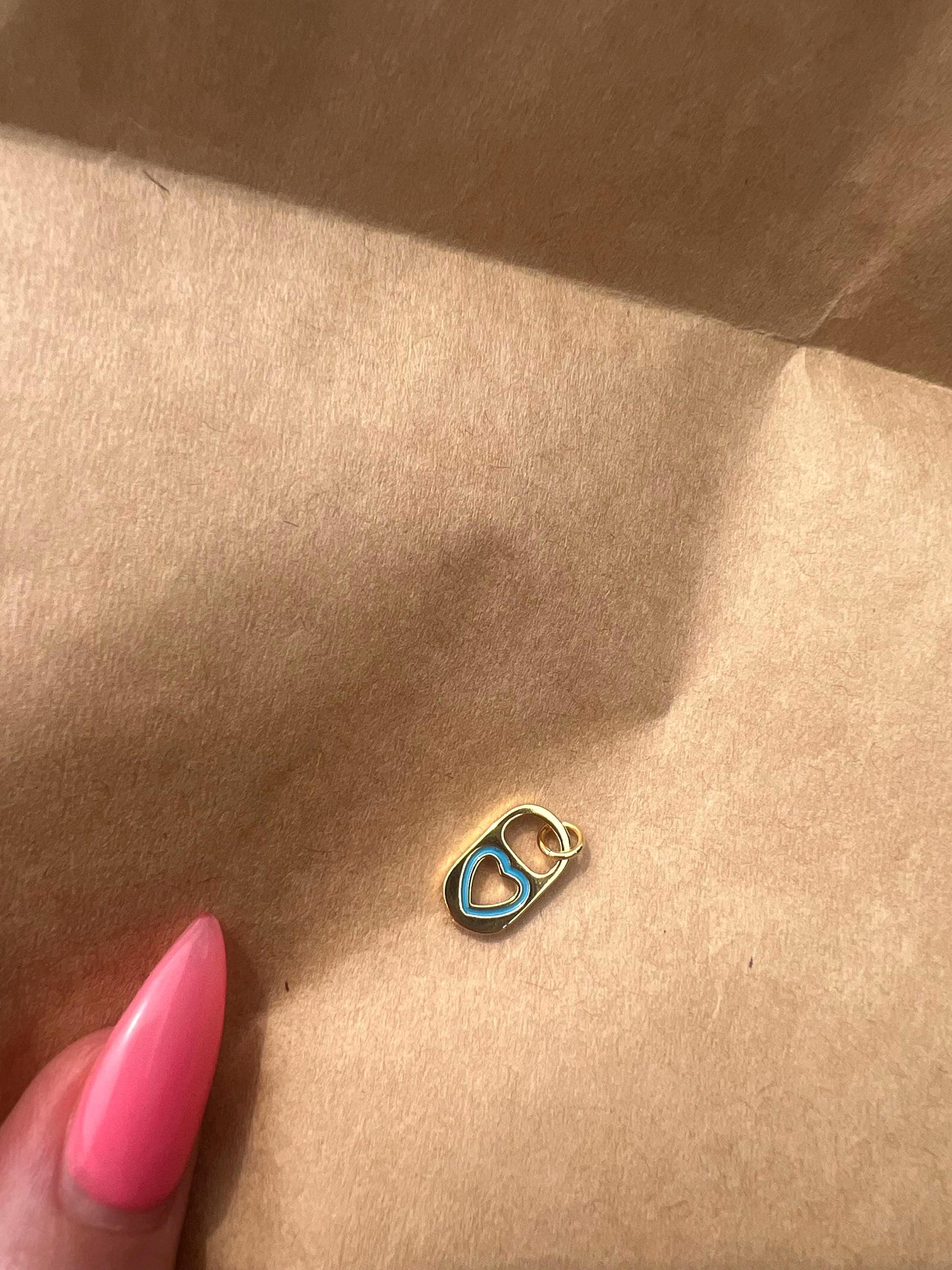 Gold Plated Blue Soda Tab Charm