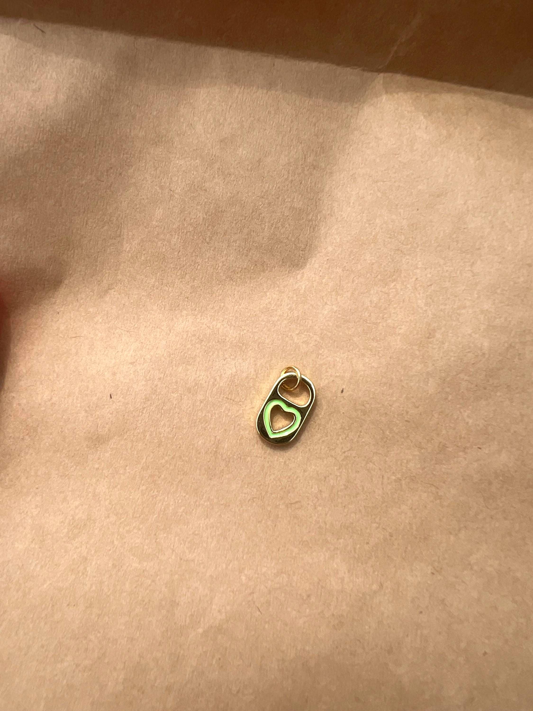 Gold Plated Mint Green Soda Tab Charm