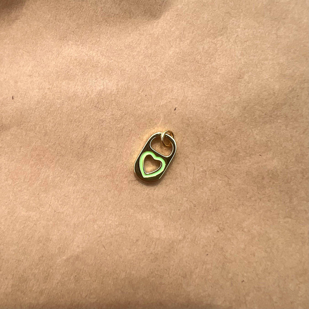 Gold Plated Mint Green Soda Tab Charm