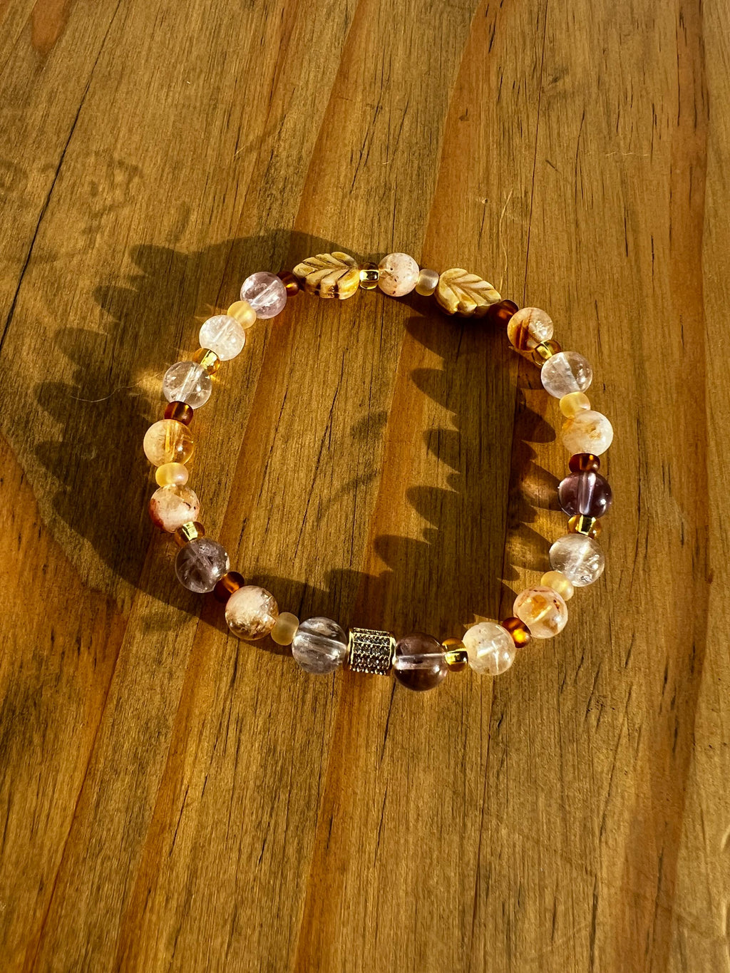 Amethyst Leaf Crystal Bracelet