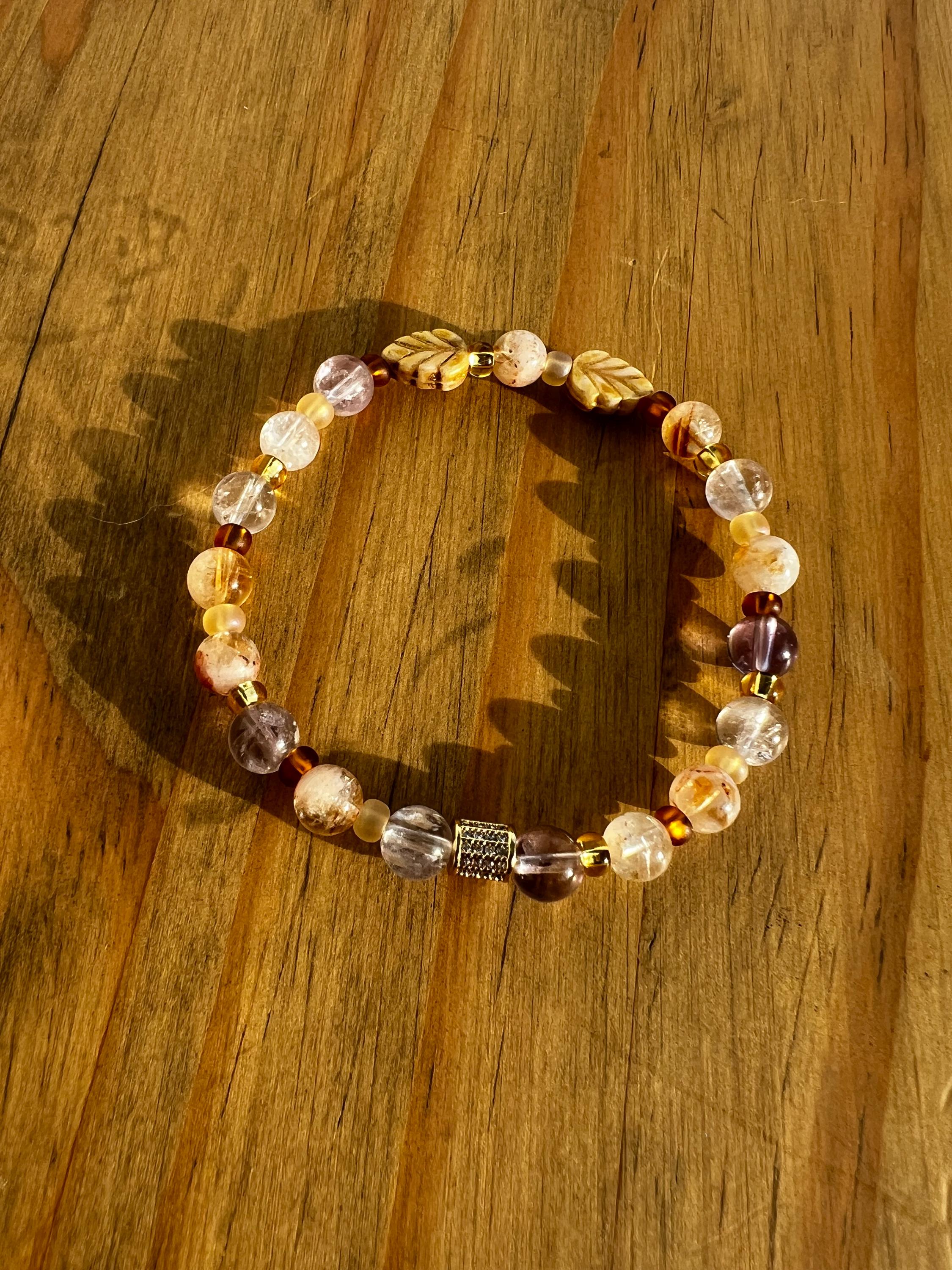 Amethyst Leaf Crystal Bracelet