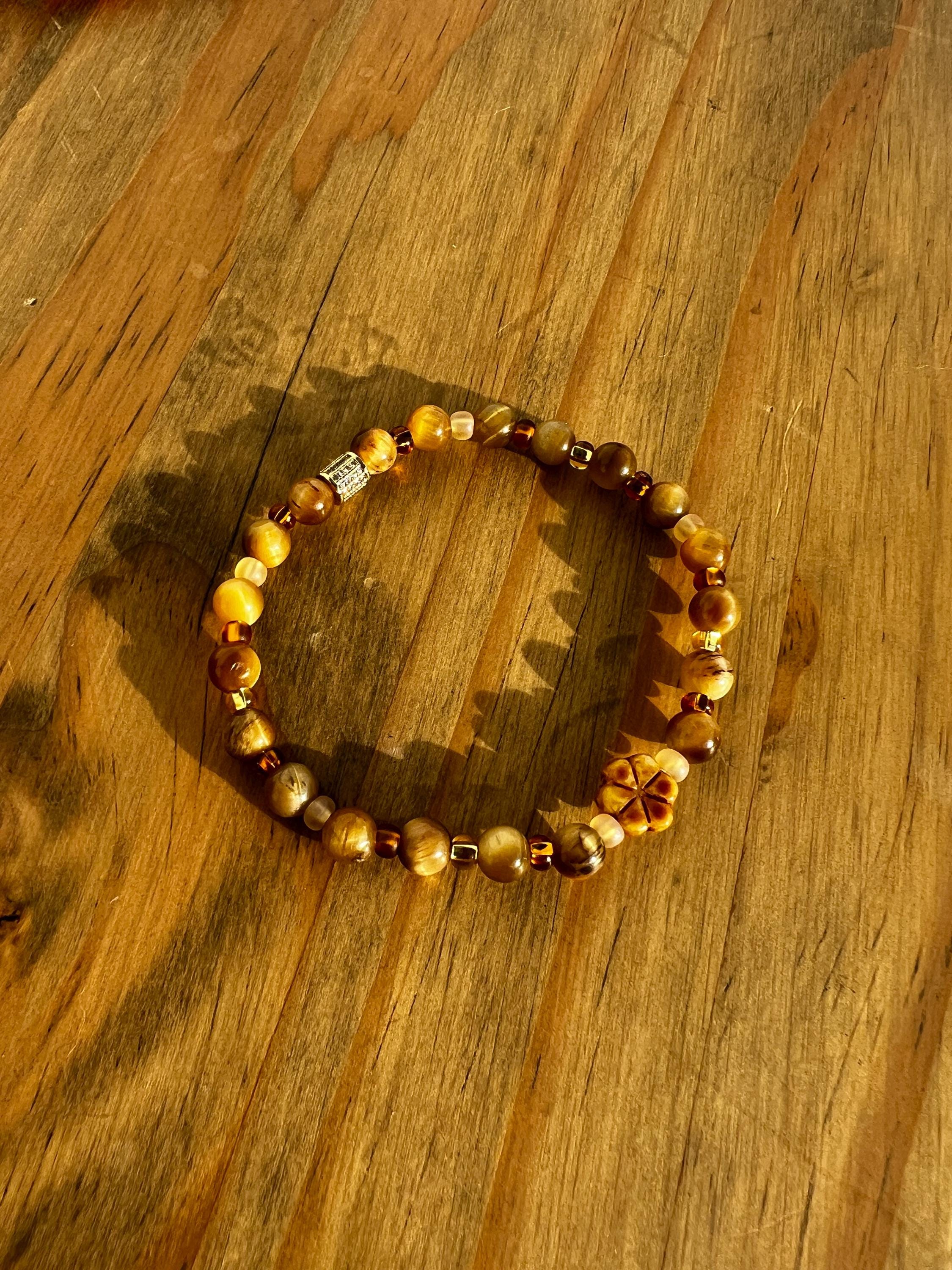 Tigers Eye Floral Crystal Bracelet
