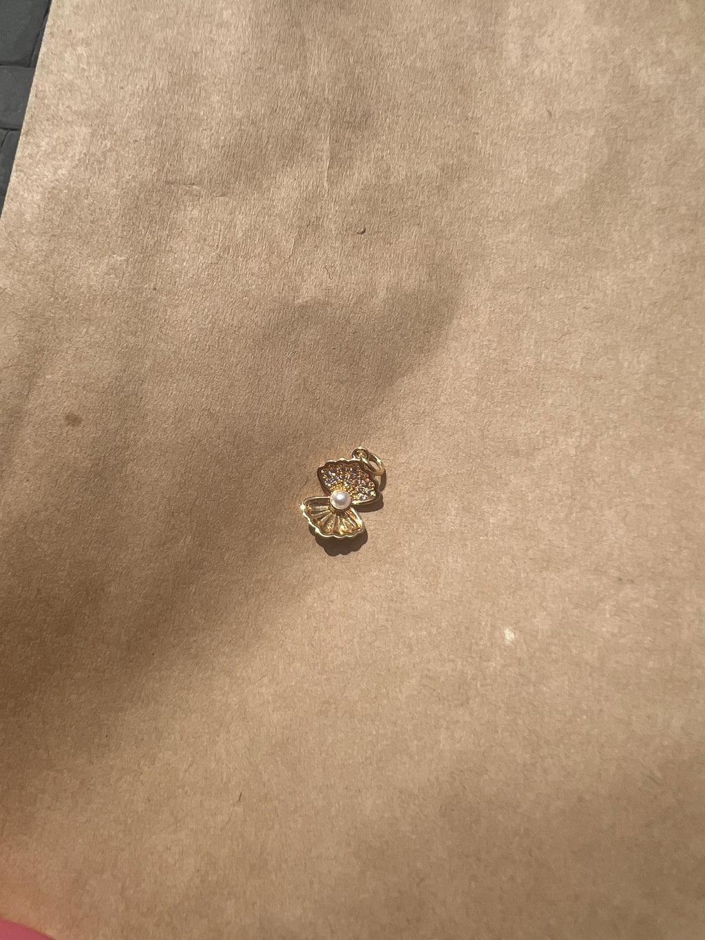 Gold Plated Oyster Pearl Charm