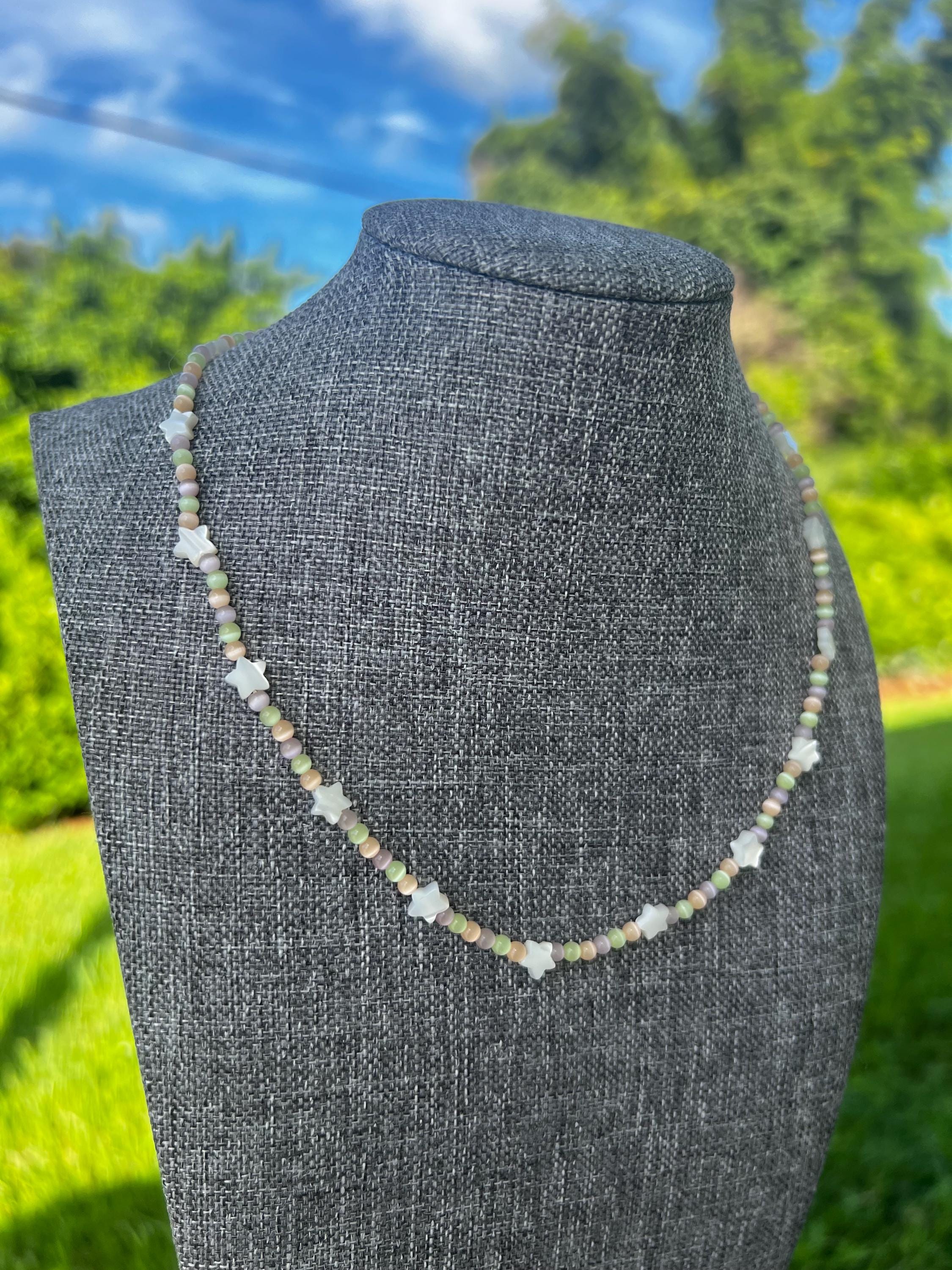 Pastel Dream Cats Eye + Mother Of Pearl Star Necklace