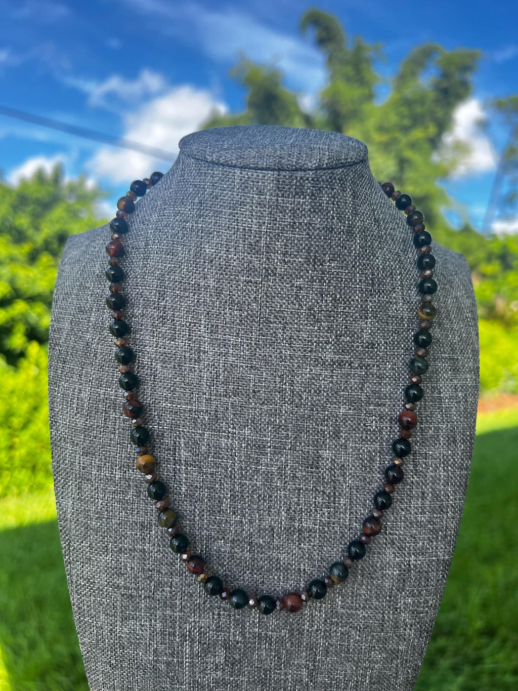 Yellow + Red Tigers Eye Crystal Necklace