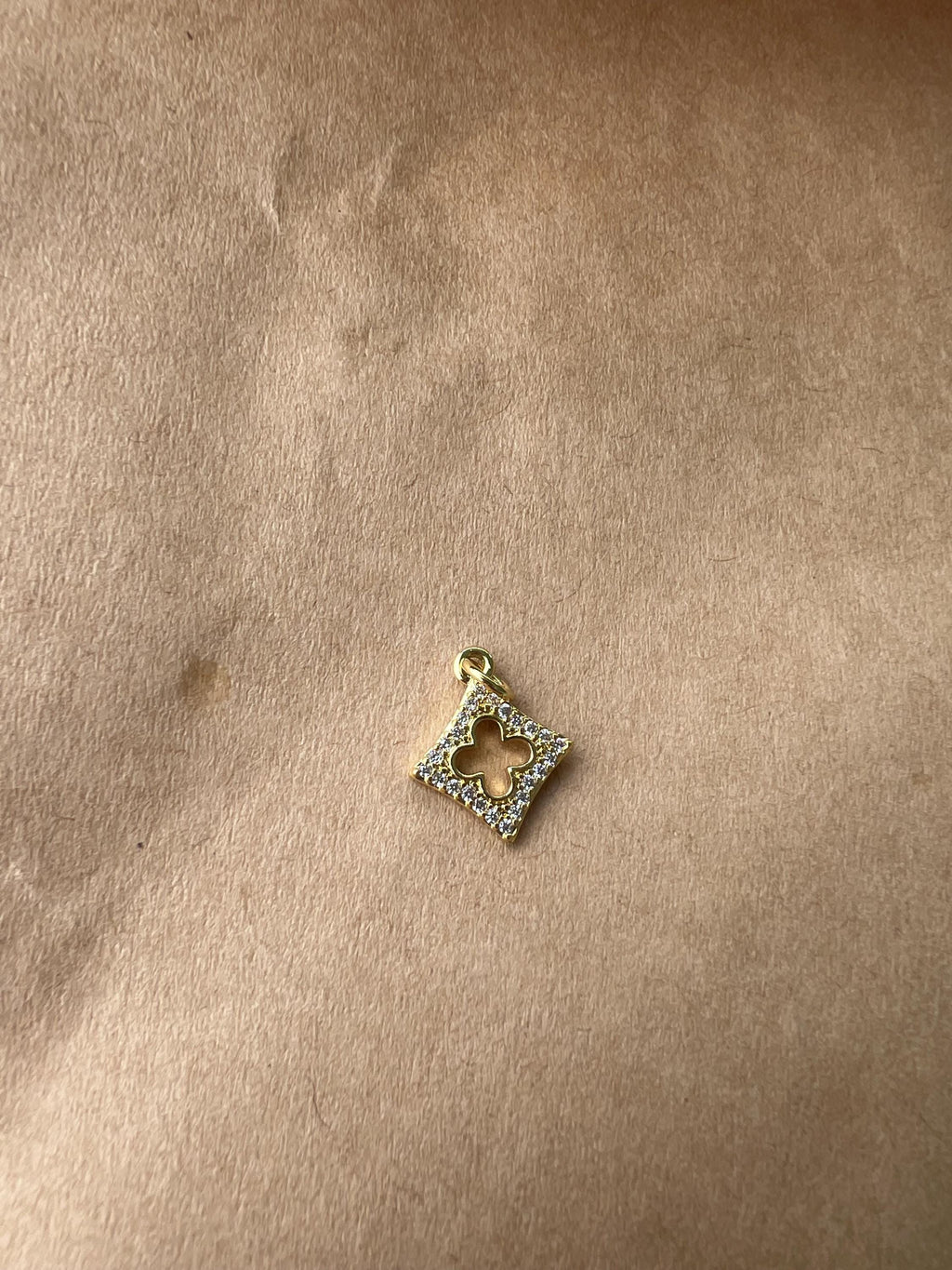 Gold Plated Diamond Clover Charm