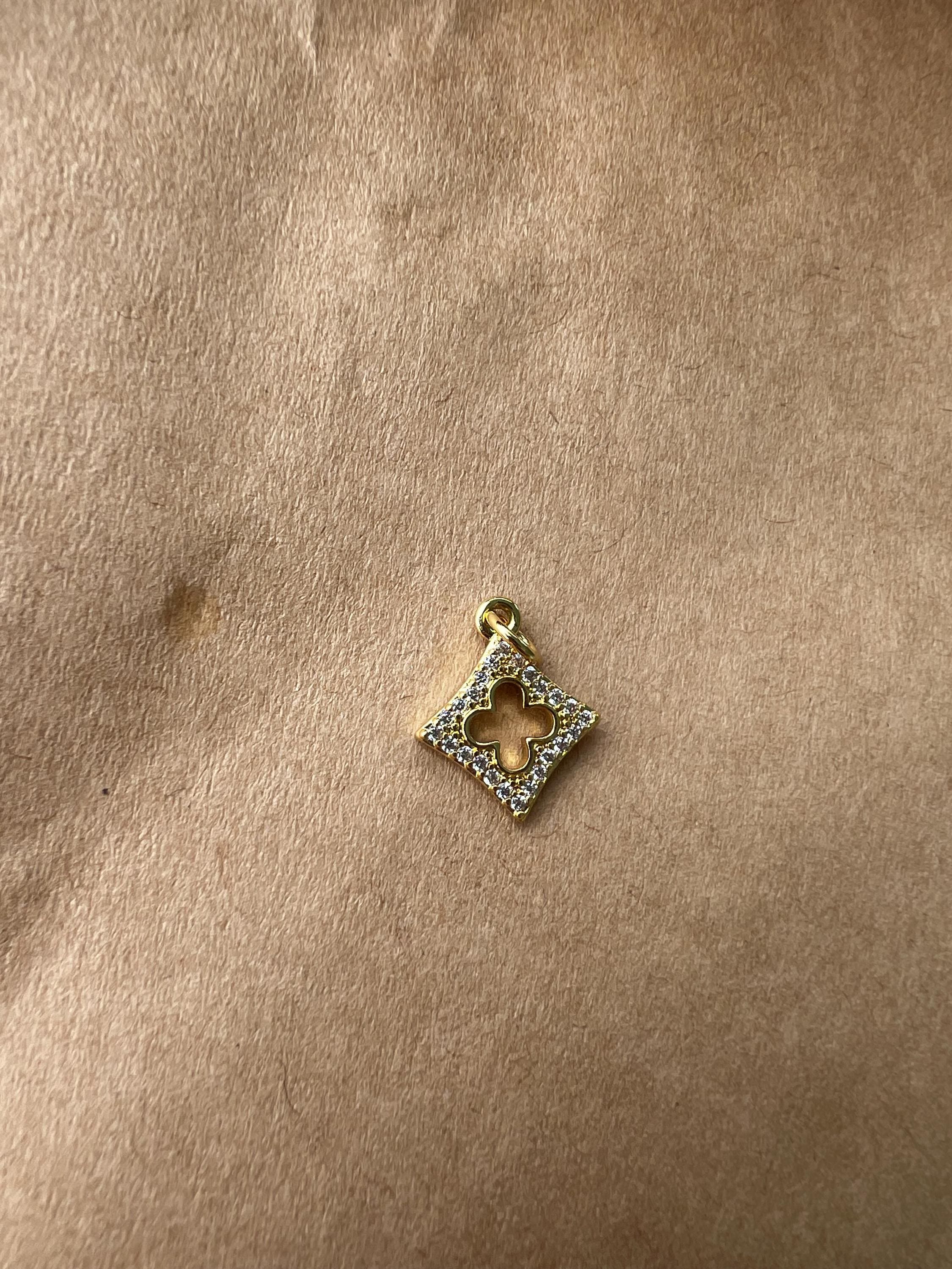 Gold Plated Diamond Clover Charm