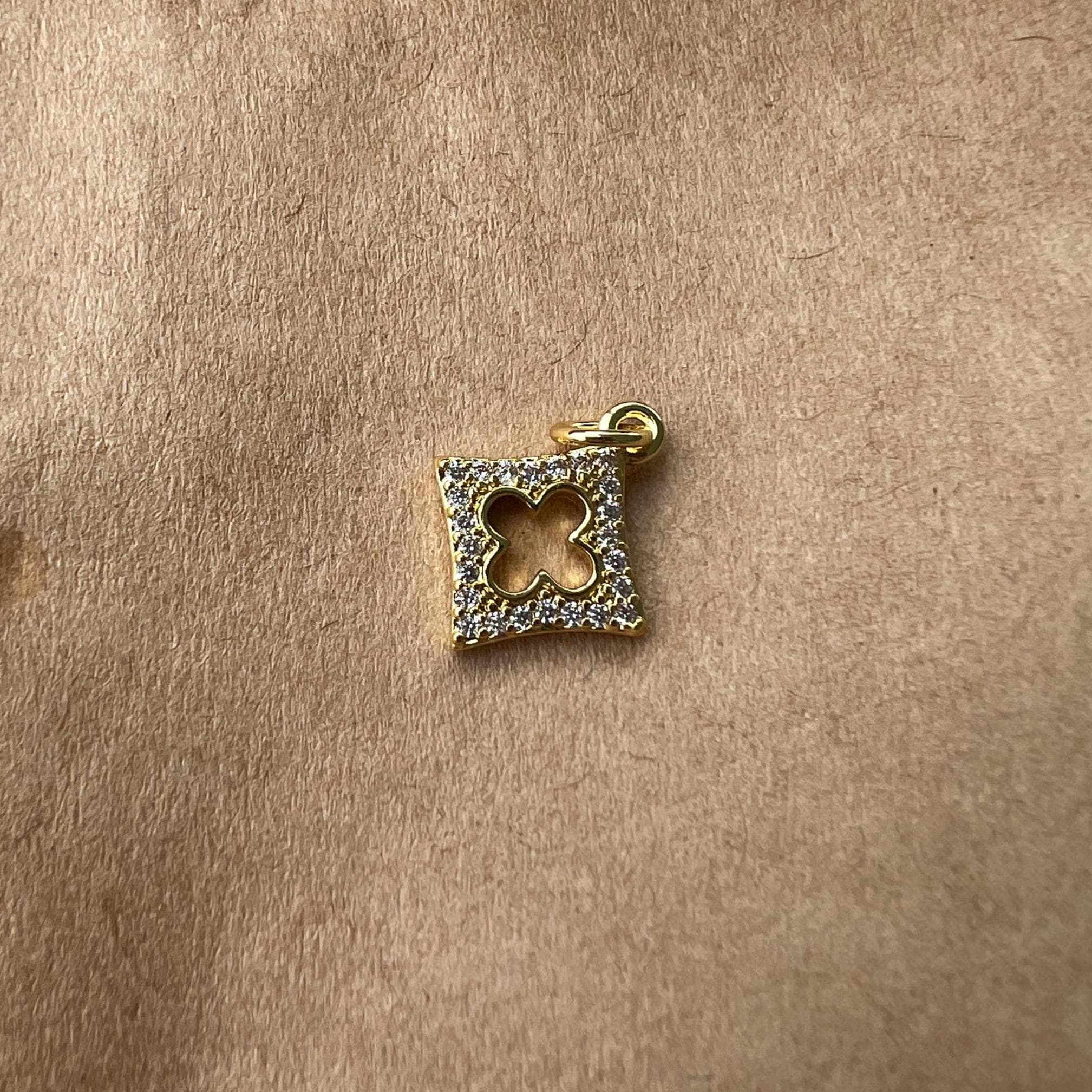 Gold Plated Diamond Clover Charm