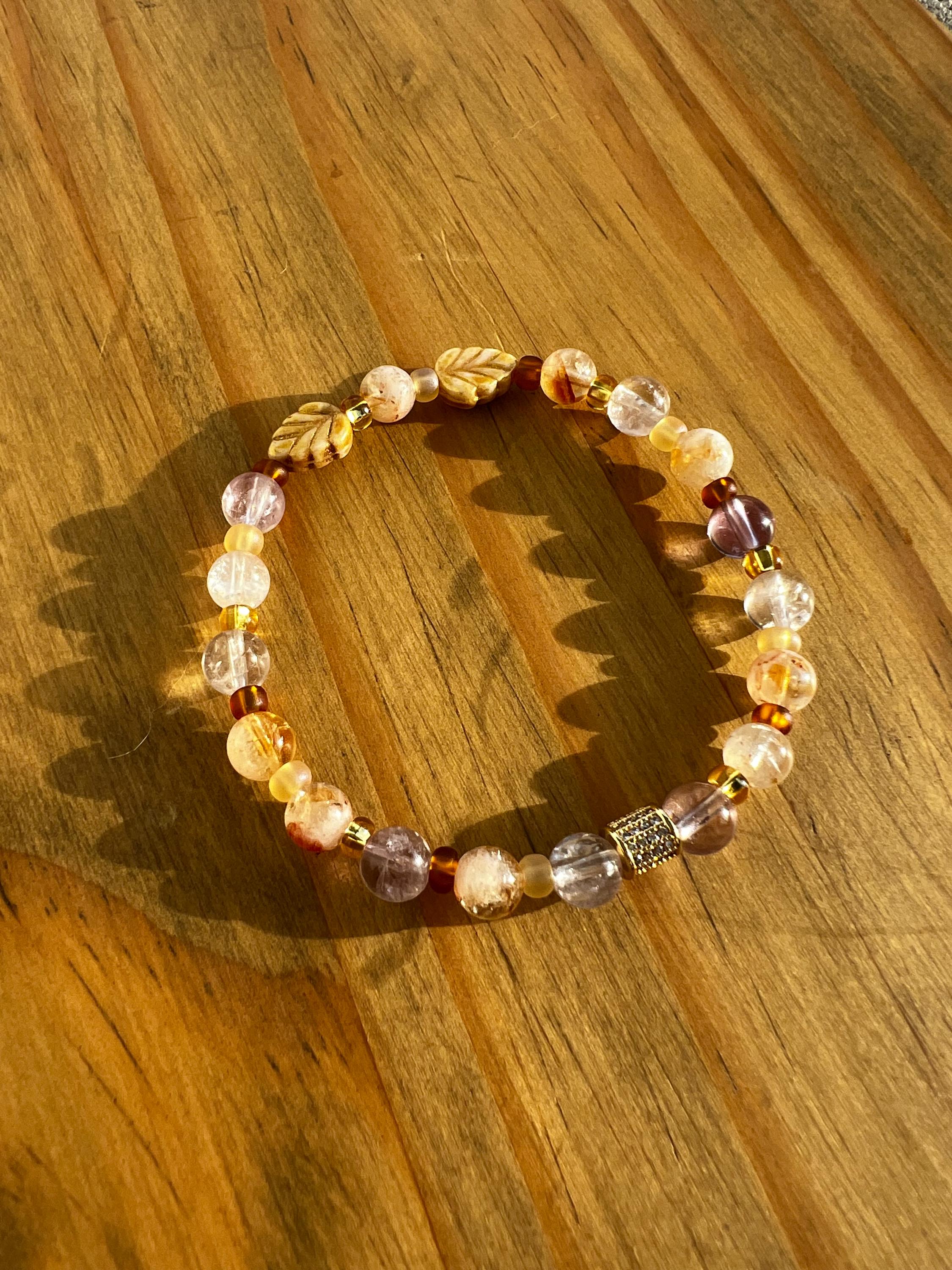 Amethyst Leaf Crystal Bracelet