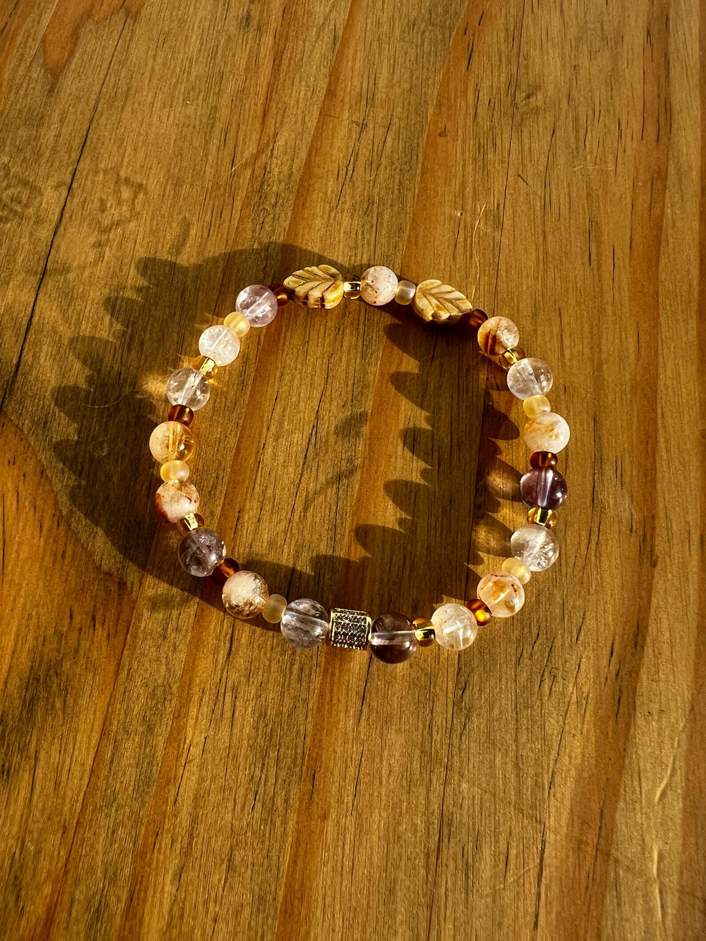 Amethyst Leaf Crystal Bracelet