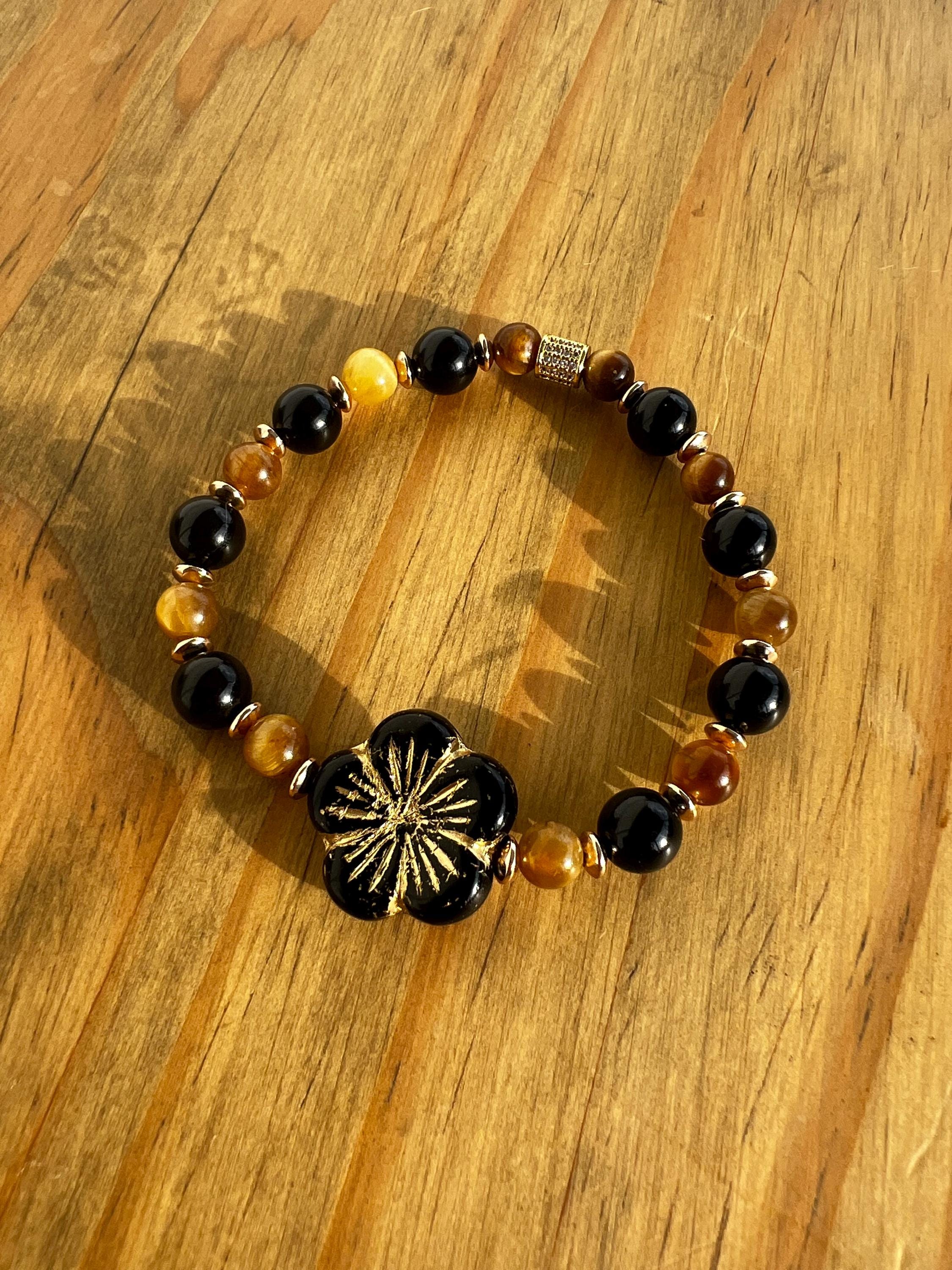 Tigers Eye + Black Onyx Crystal Bracelet