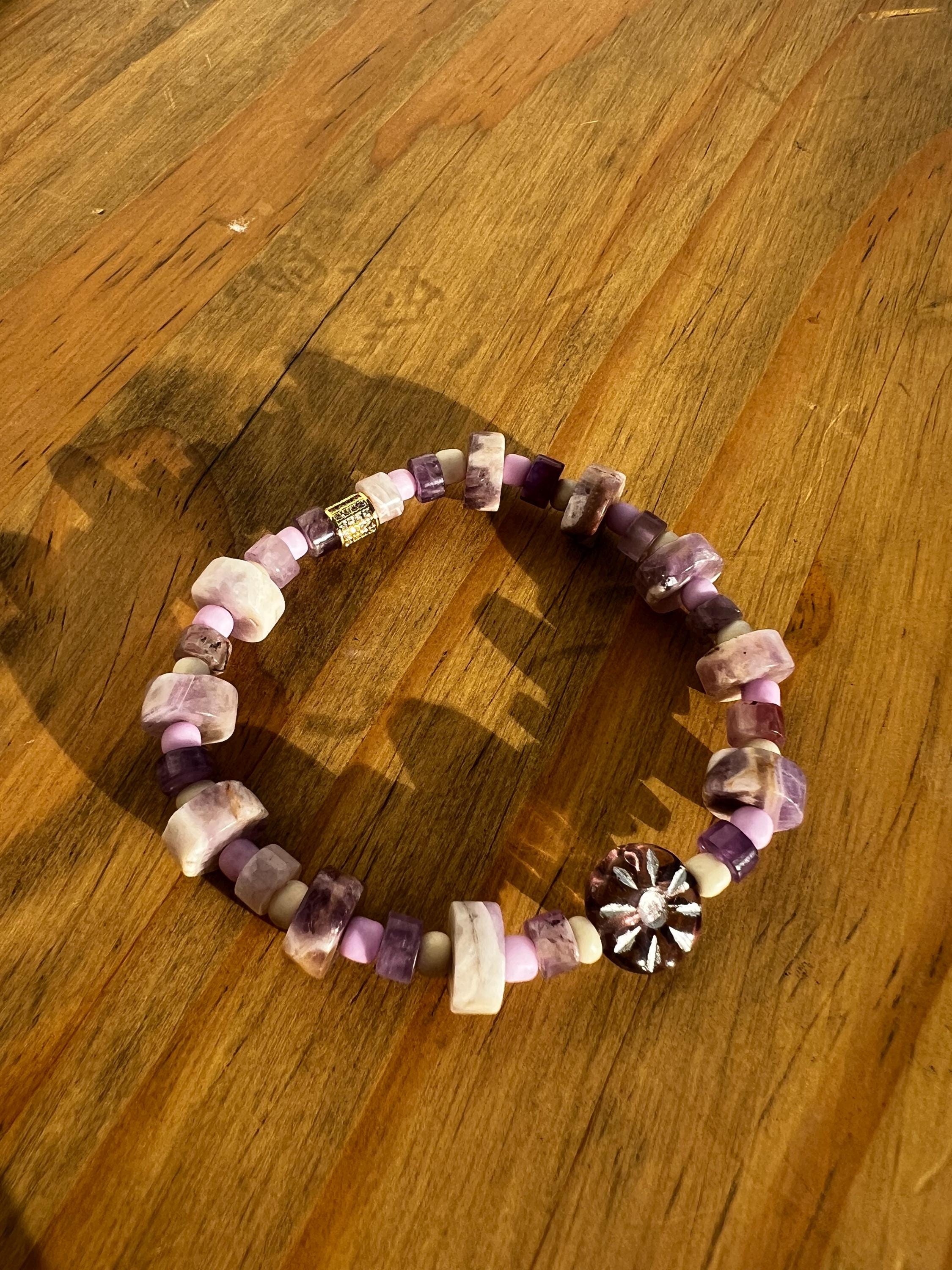 Amethyst Flower Crystal Bracelet