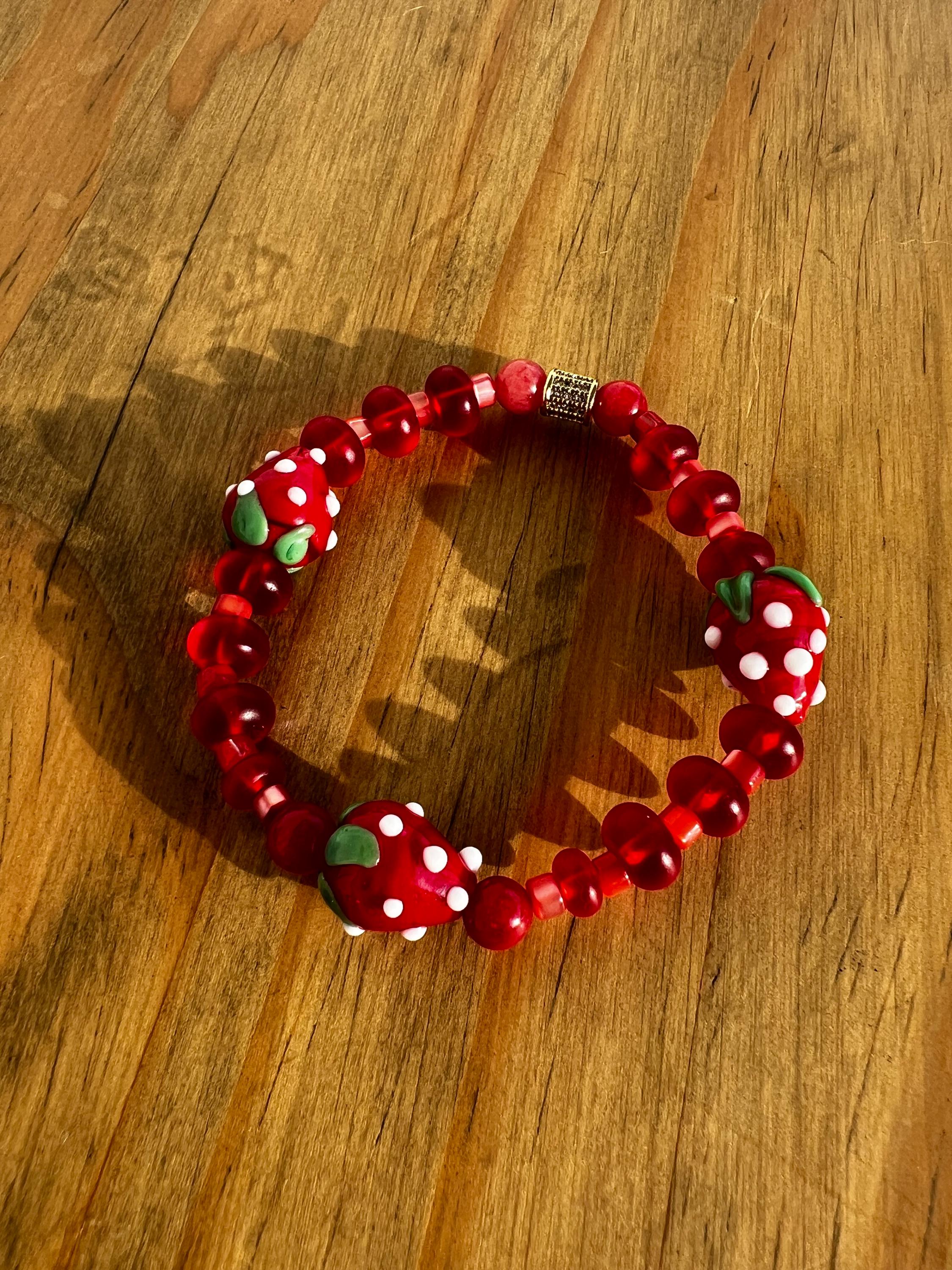 Strawberry Dyed Jade Crystal Bracelet