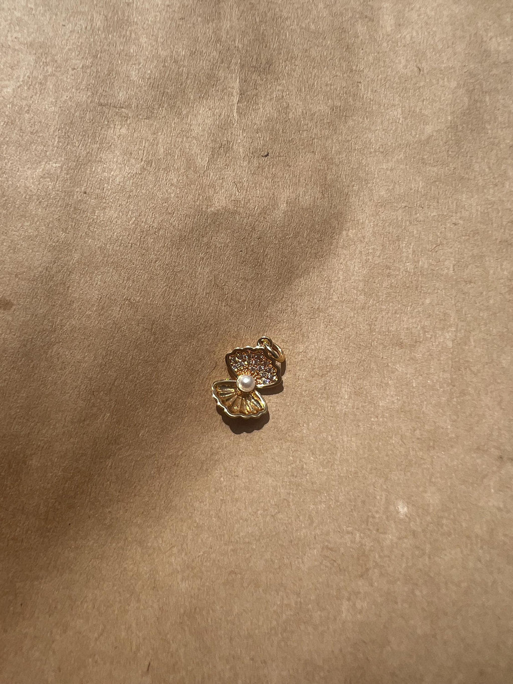 Gold Plated Oyster Pearl Charm