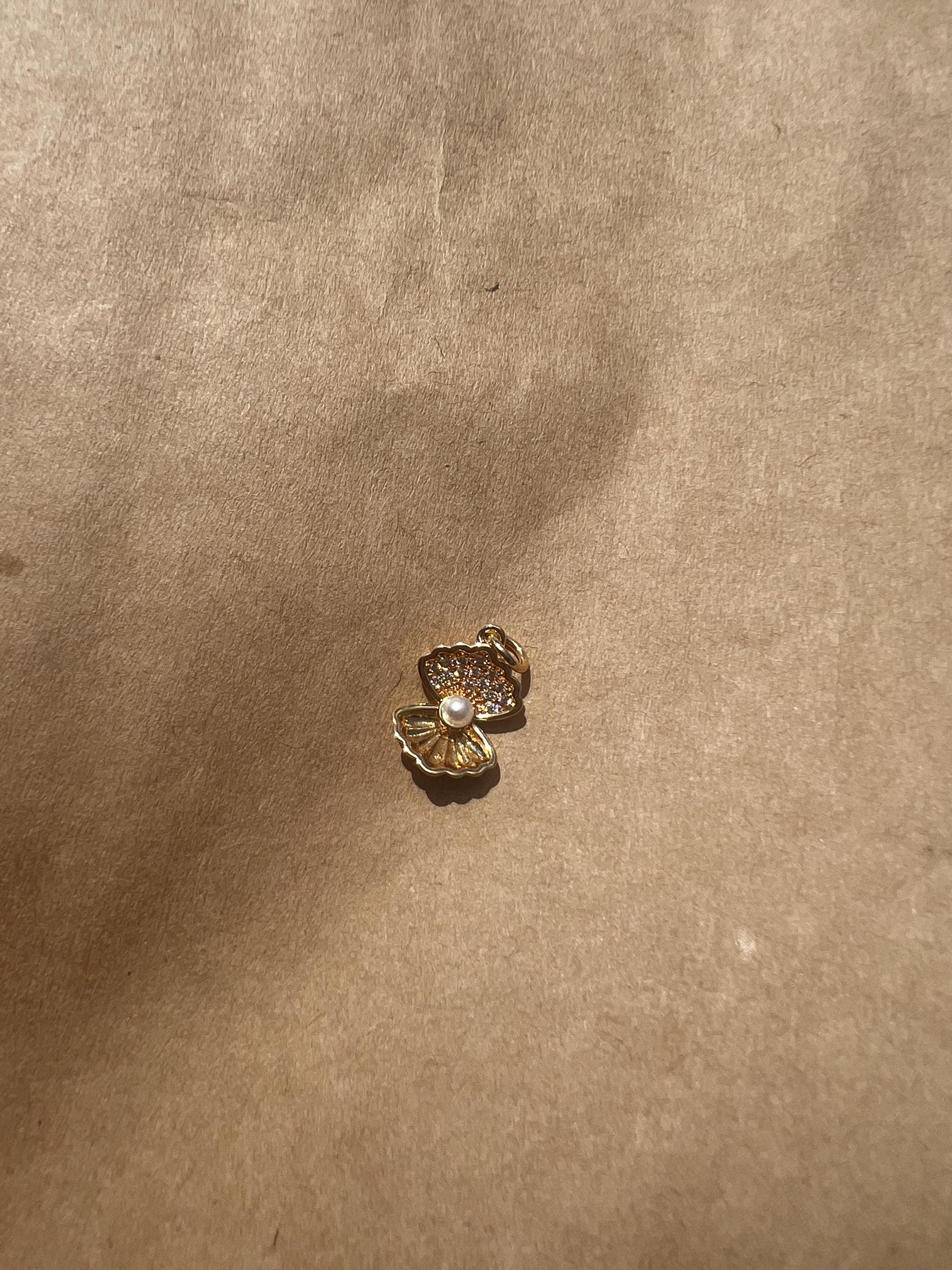 Gold Plated Oyster Pearl Charm