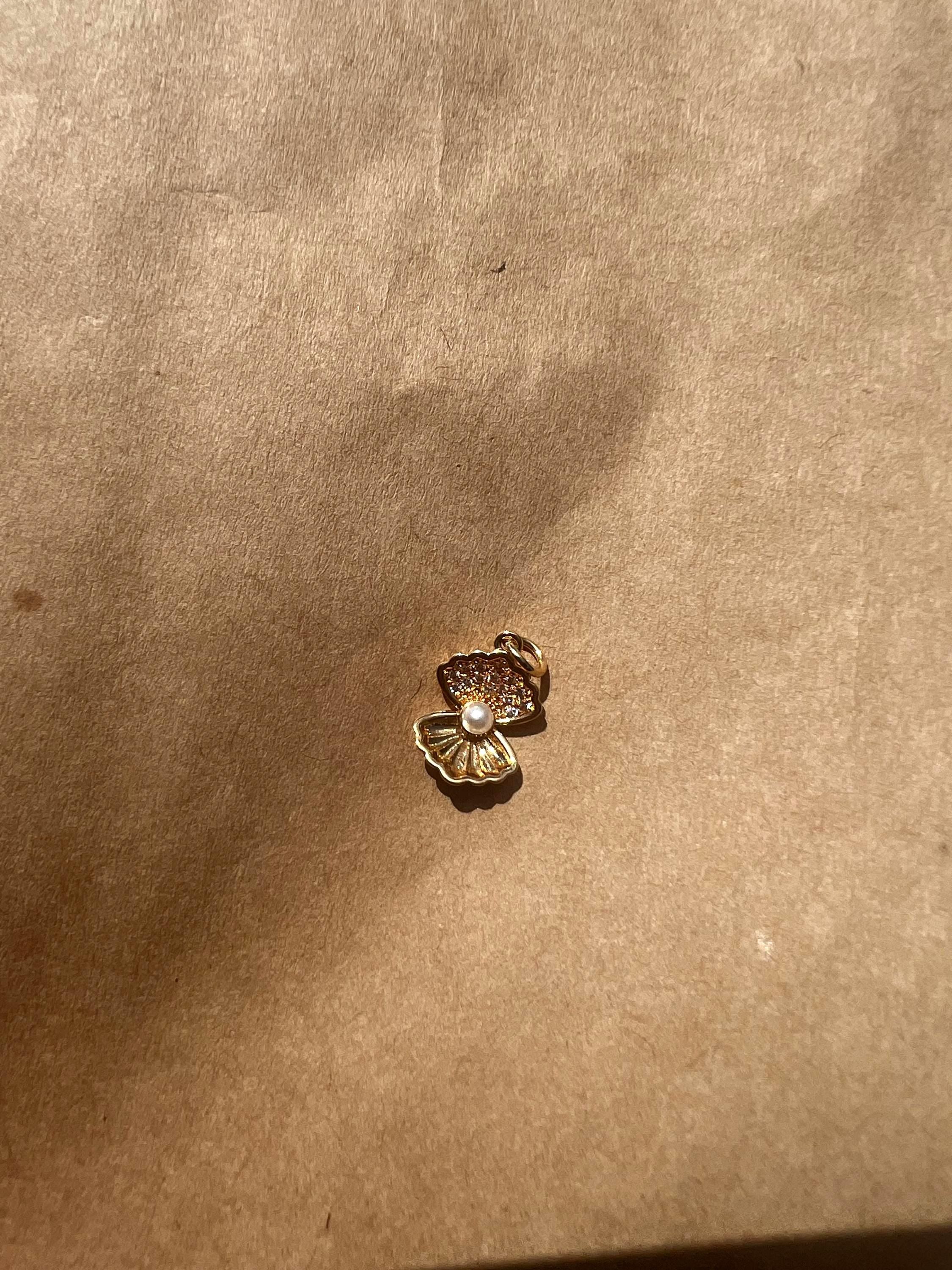 Gold Plated Oyster Pearl Charm