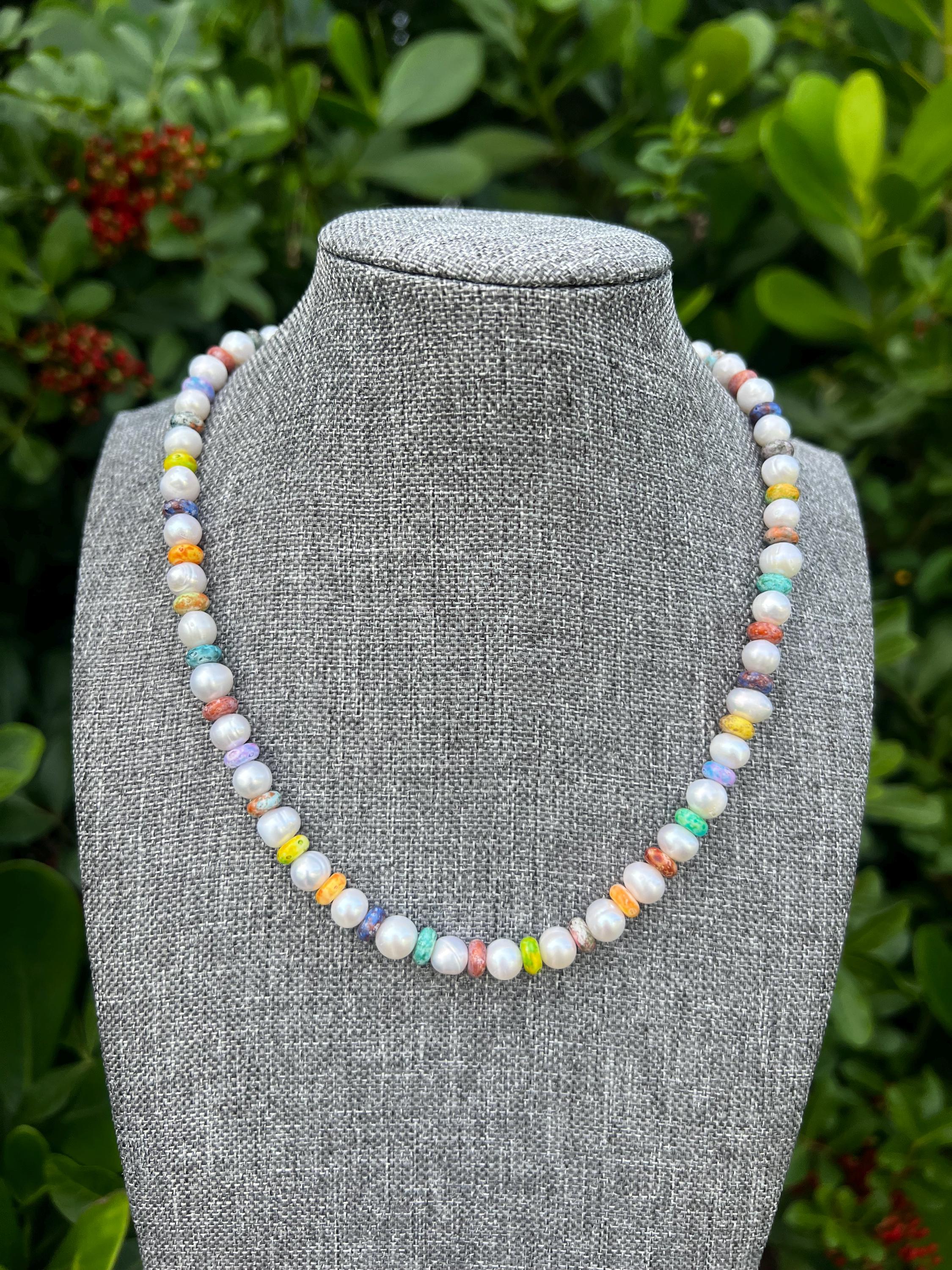 Opalescent Rainbow Freshwater Pearl Necklace