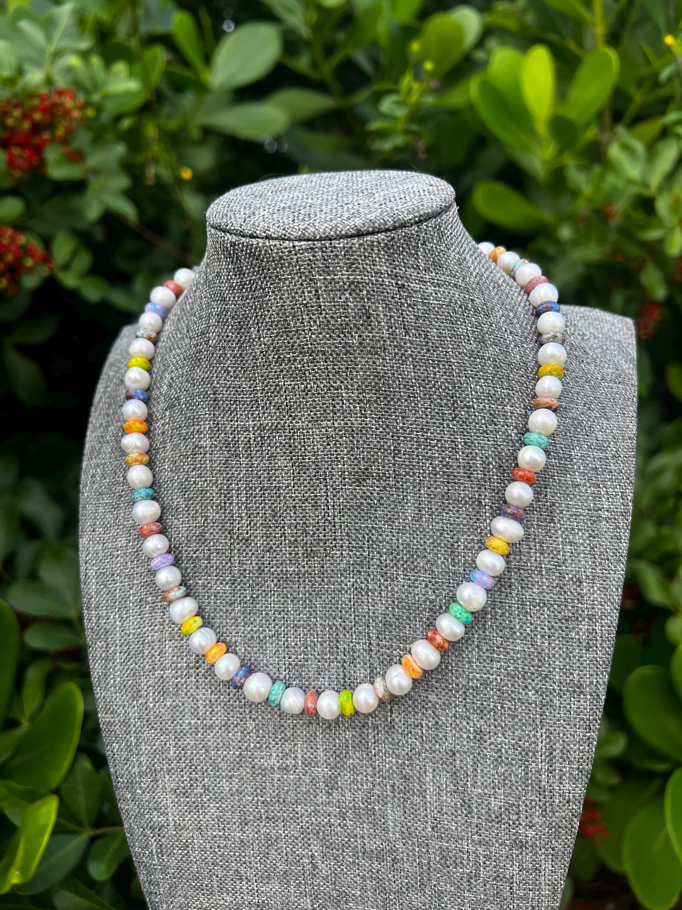 Opalescent Rainbow Freshwater Pearl Necklace