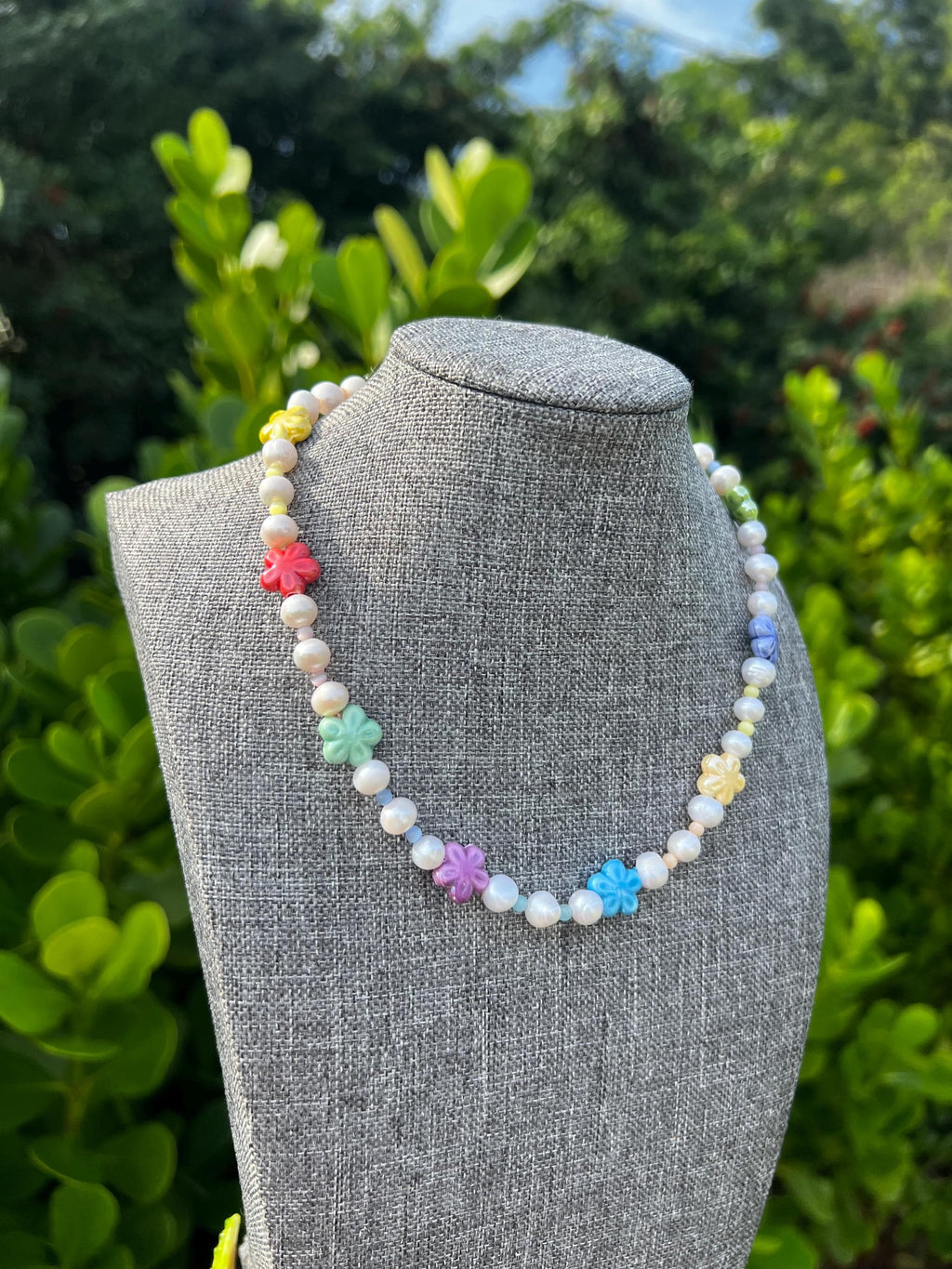 Genuine Freshwater Pearl Rainbow Flower Necklace