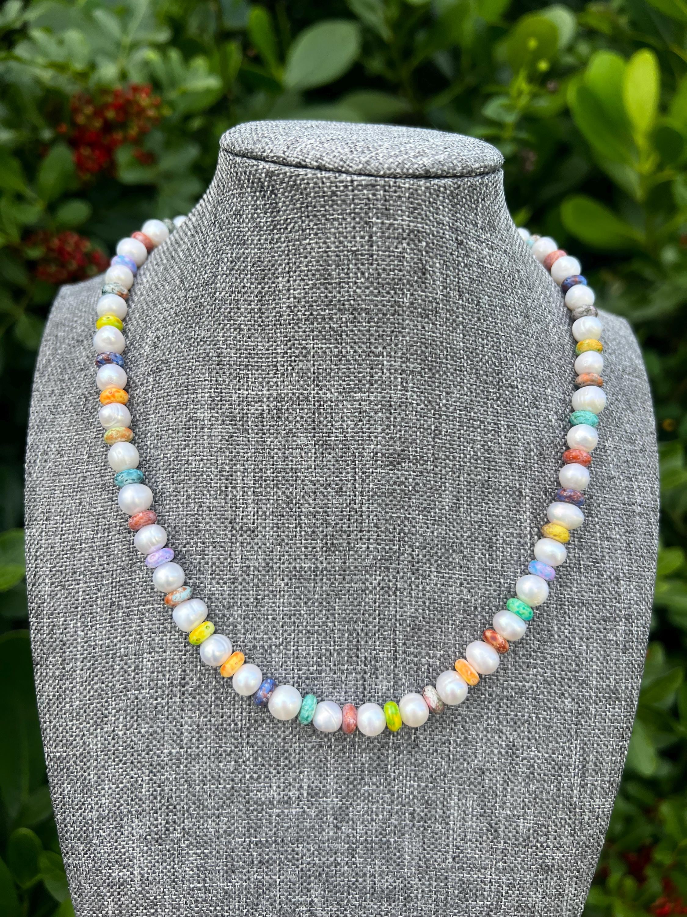 Opalescent Rainbow Freshwater Pearl Necklace